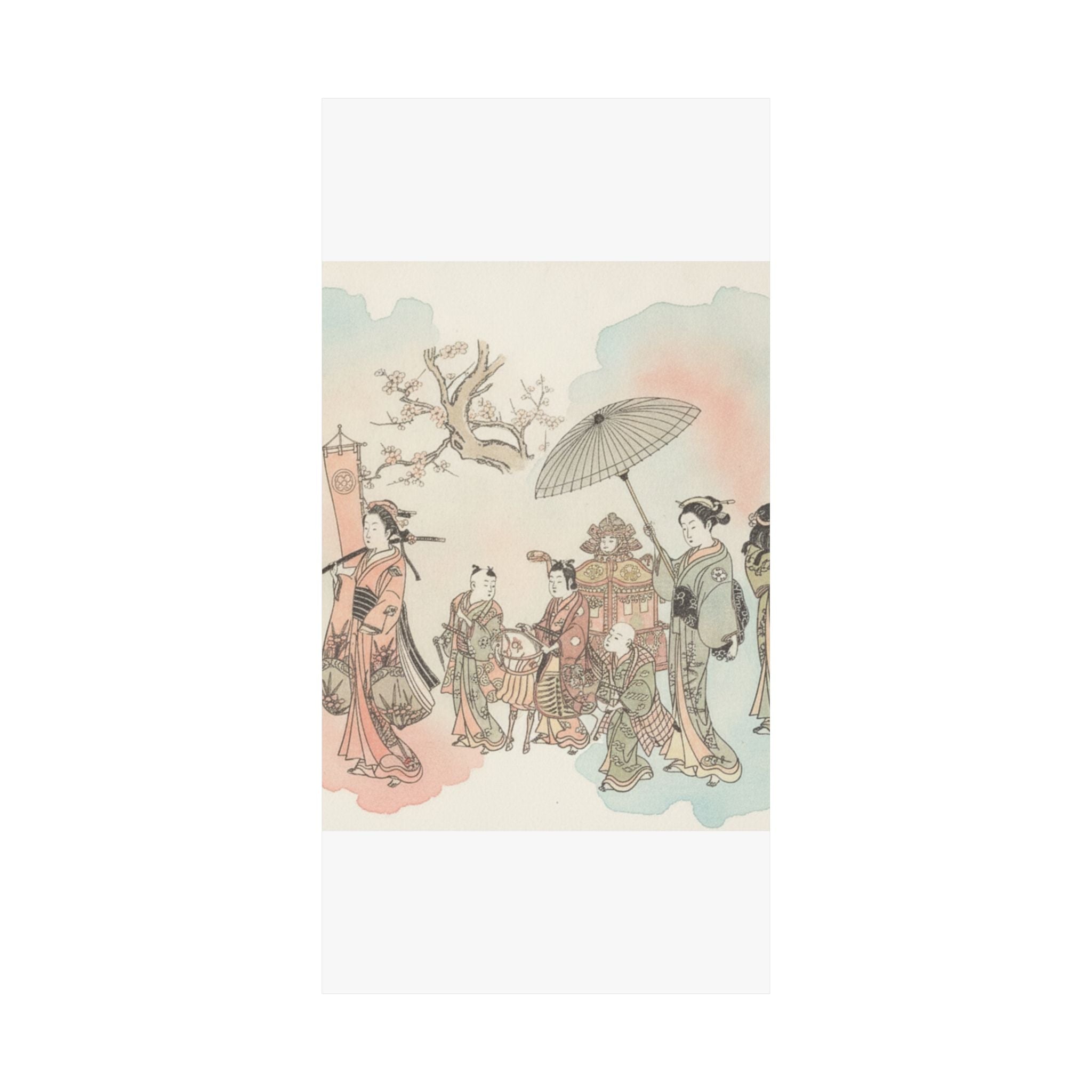 Watercolor — Children Play-Acting A Daimyo Procession — Matte Poster