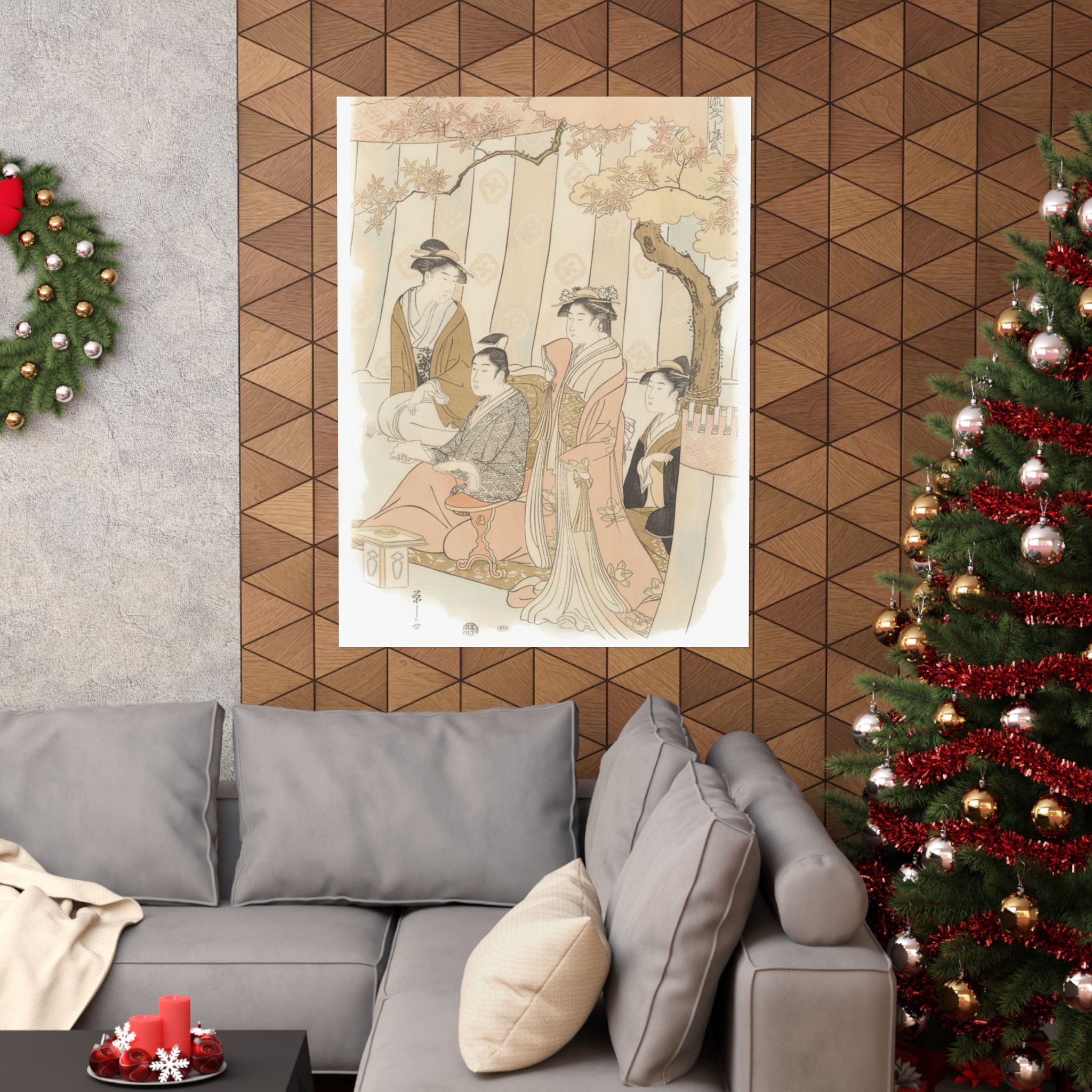 Watercolor — Prince Genji And Three Young Women — Matte Poster