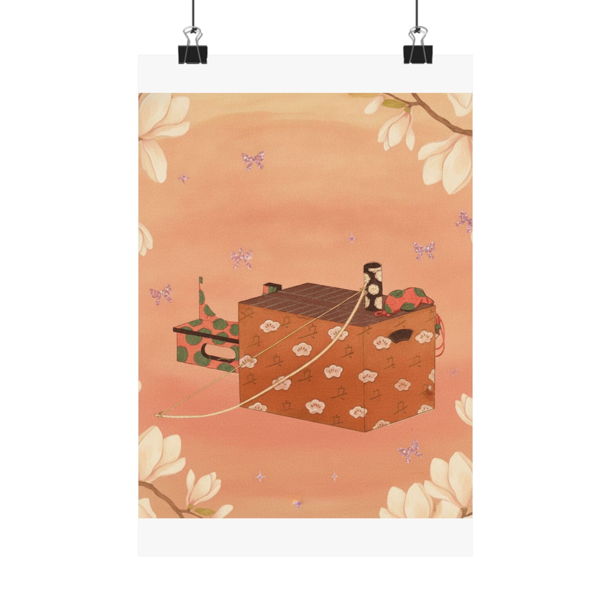 Southern Sunset — Box For Sugoroku Game (A Kind Of Backgammon), Bow And Drum — Matte Poster