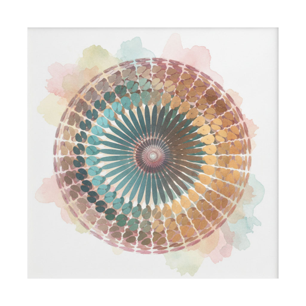 Terracotta and Teal Watercolour Spiral Mandala Poster