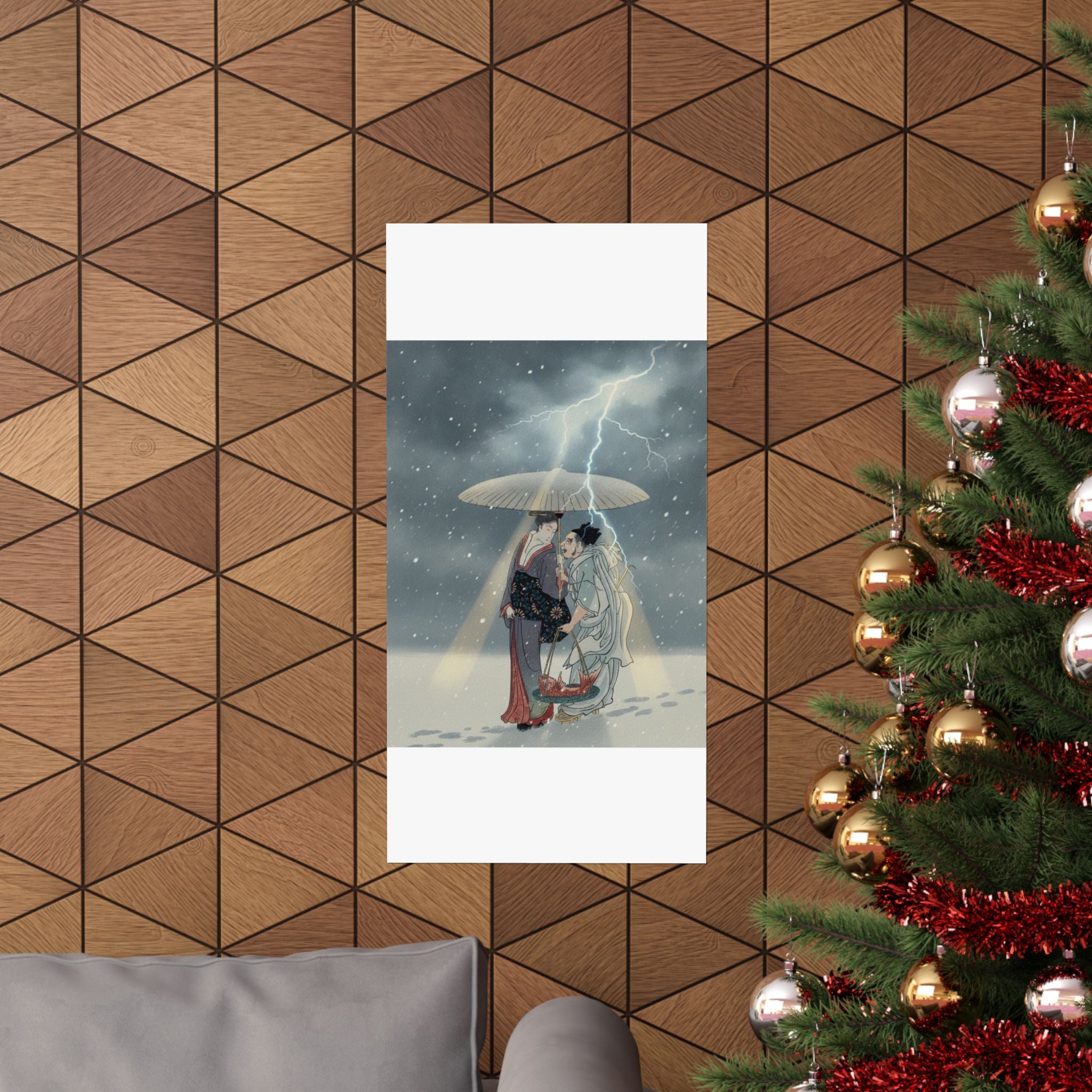 Dramatic Storm — Ebisu And Benten Walking In The Snow — Matte Poster
