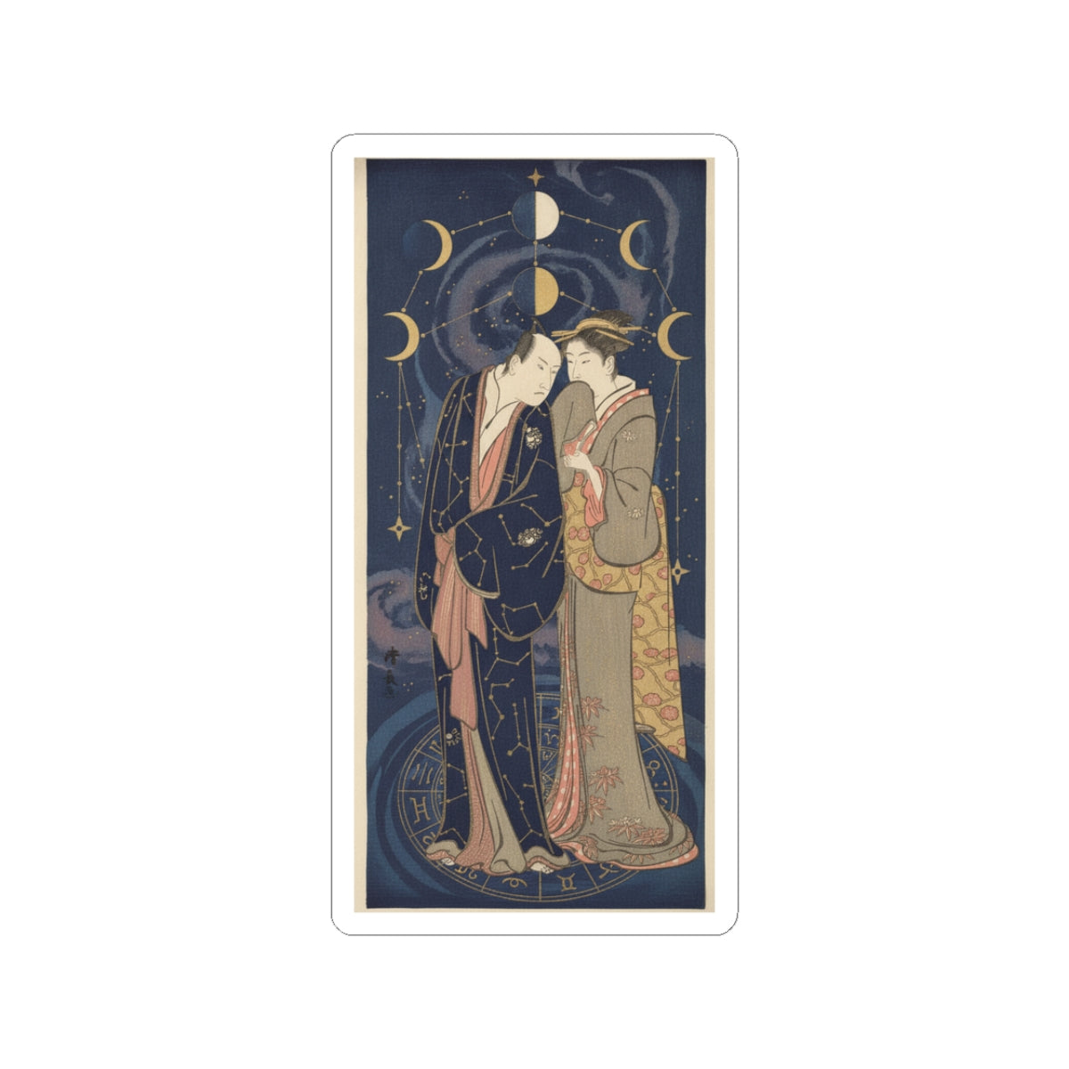 Celestial — Ichikawa Yaozo Iii With A Lady — Kiss-Cut Sticker
