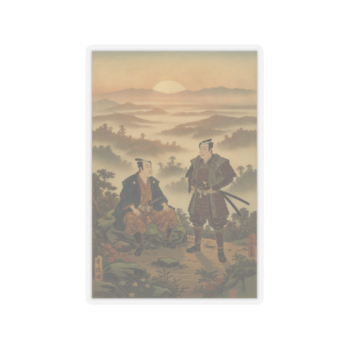 Scenic Nature — A Daimyo Talking To One Of His Retainers — Kiss-Cut Sticker