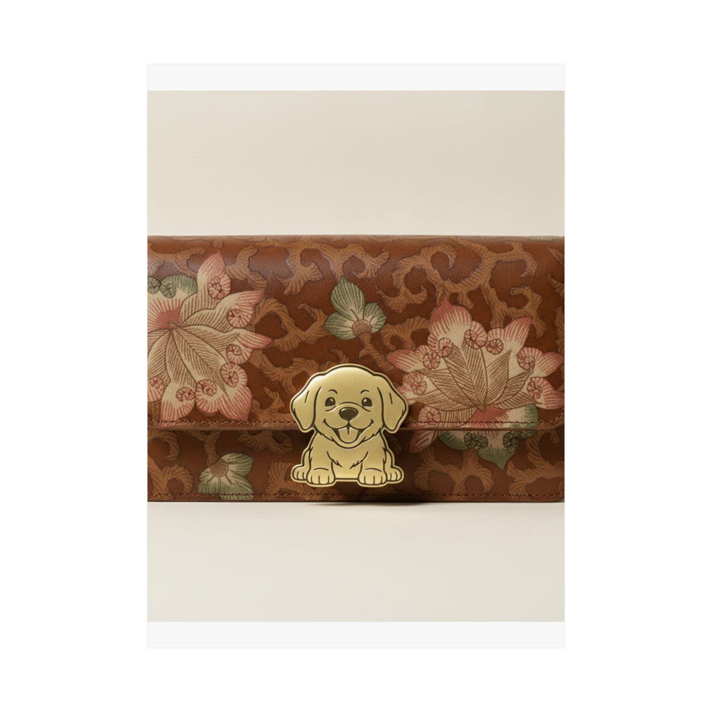 Product Marketing — Leather Purse With A Buckle In The Shape Of A Puppy — Matte Poster