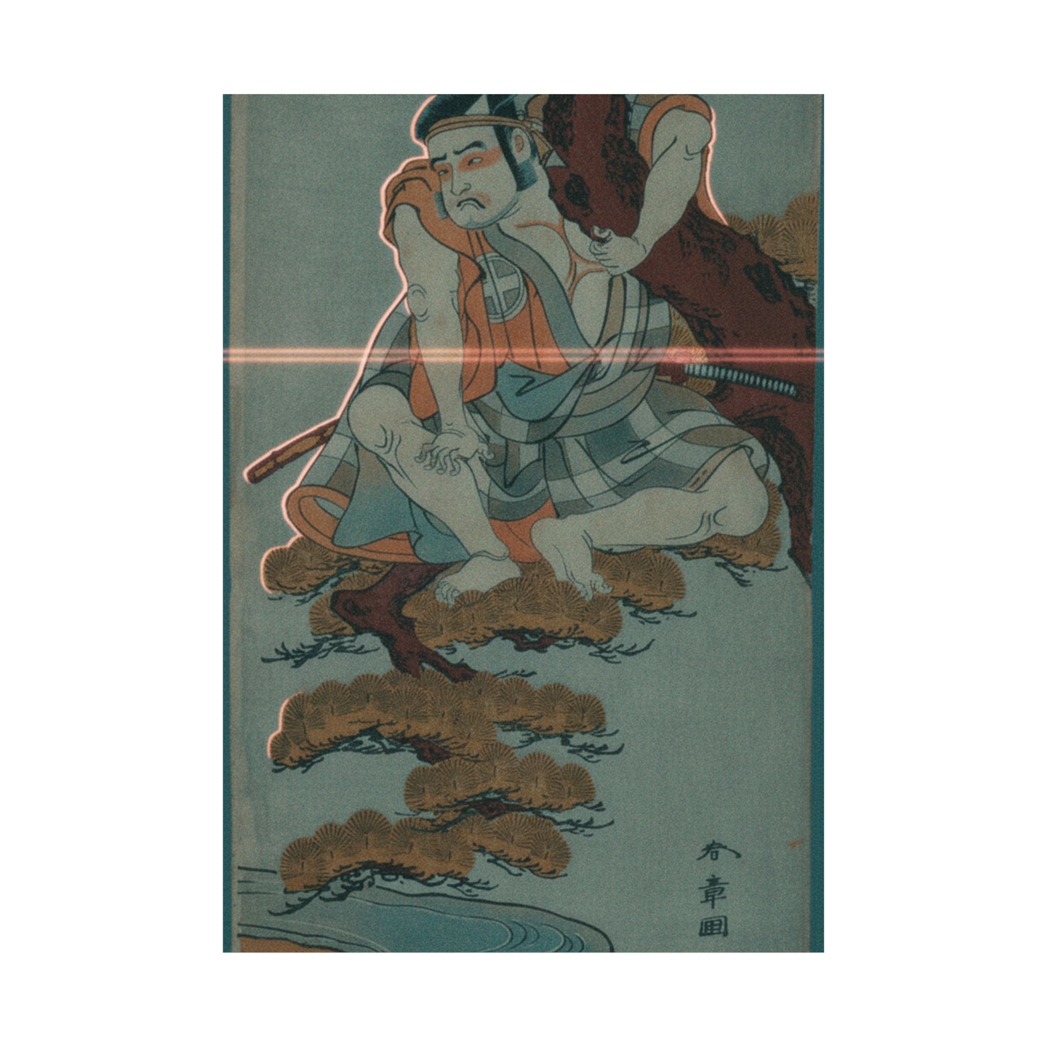 Cinematic — The Actor Otani Hiroemon Iii Watching From The Branches Of A Pine Tree Overhangi — Matte Poster