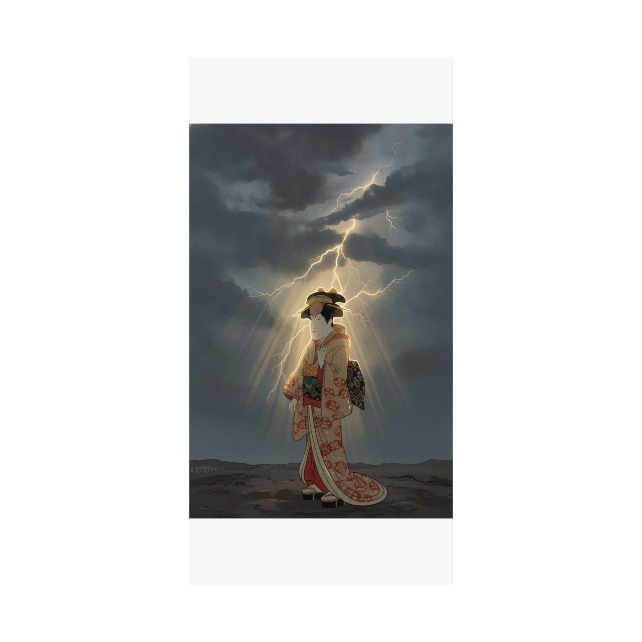 Dramatic Storm — Nakayama Tomisaburō As Miyagino In The Play "Katakiuchi Noriyaibanashi" — Matte Poster