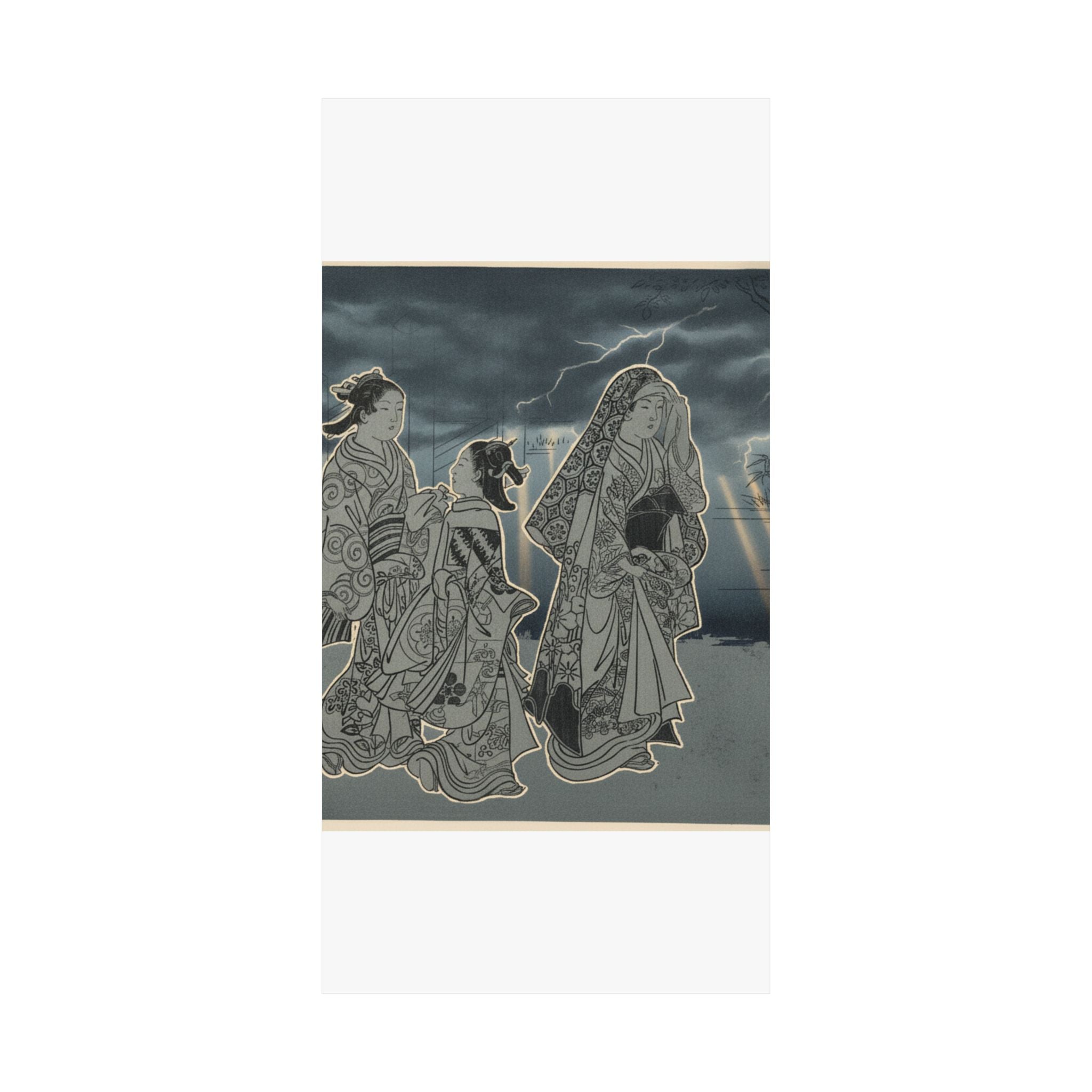 Dramatic Storm — A Courtesan Followed By Two Girl Attendants — Matte Poster