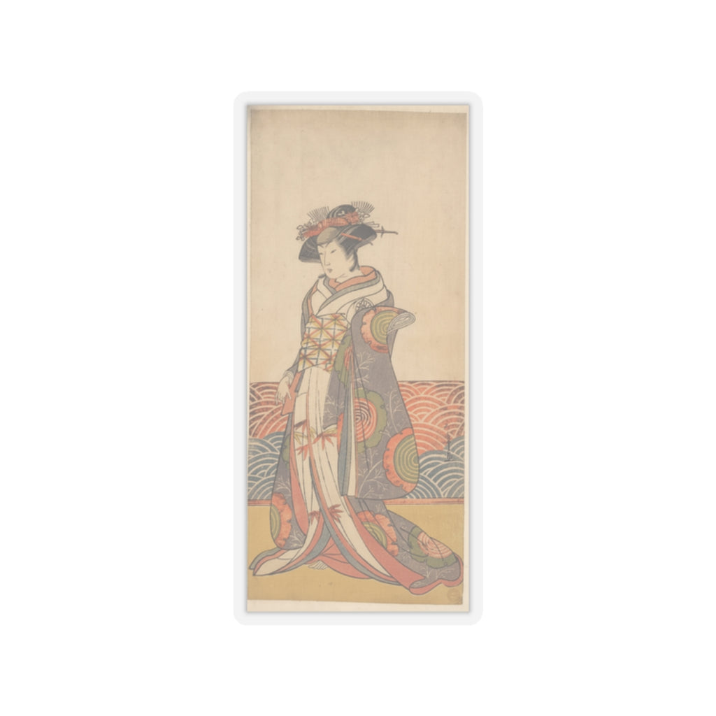 Product Marketing — The Third Segawa Kikunojo As A Woman Standing In A Room Having A Wave-Pattern Da — Kiss-Cut Sticker