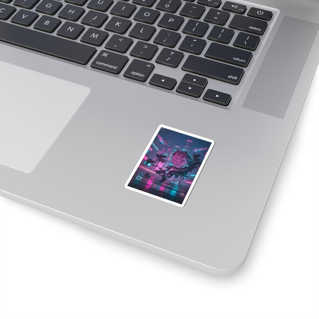 Neon Noir — Owl And Two Swallows — Kiss-Cut Sticker
