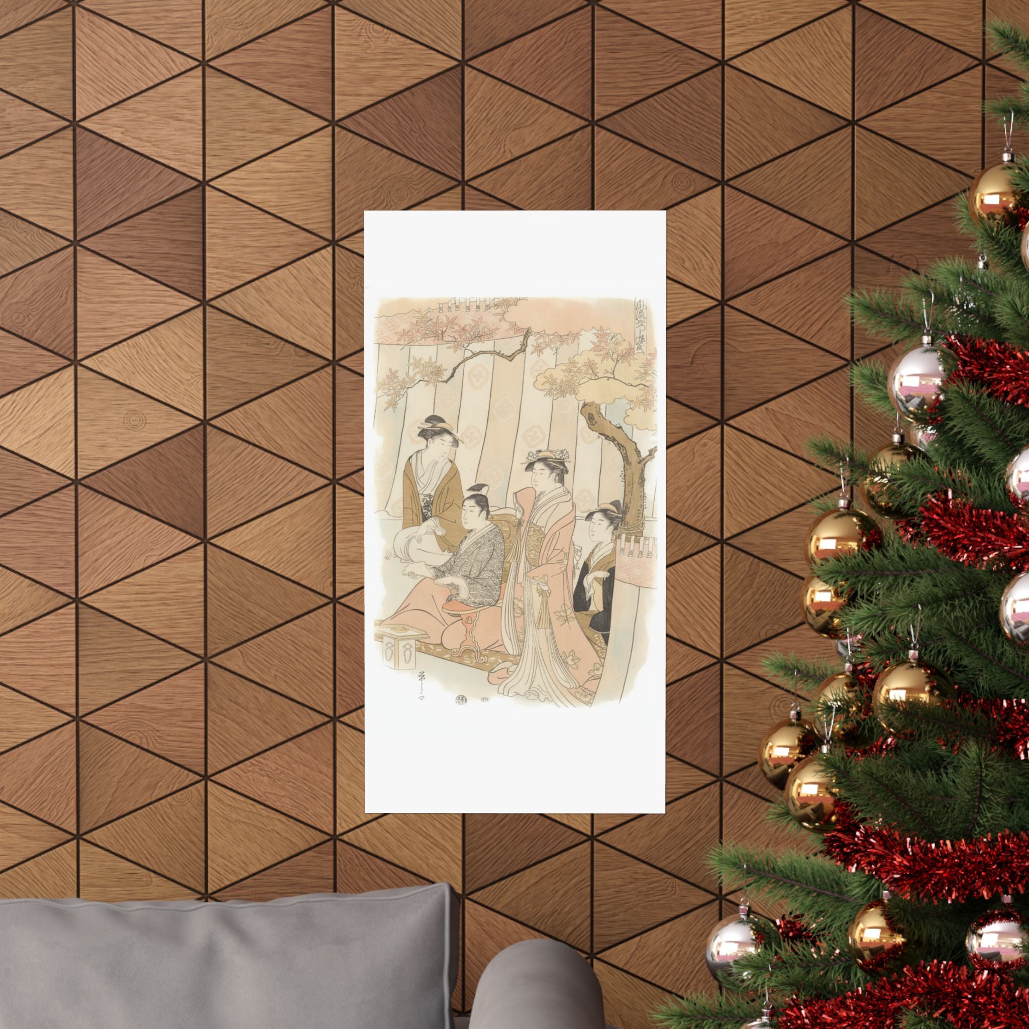Watercolor — Prince Genji And Three Young Women — Matte Poster