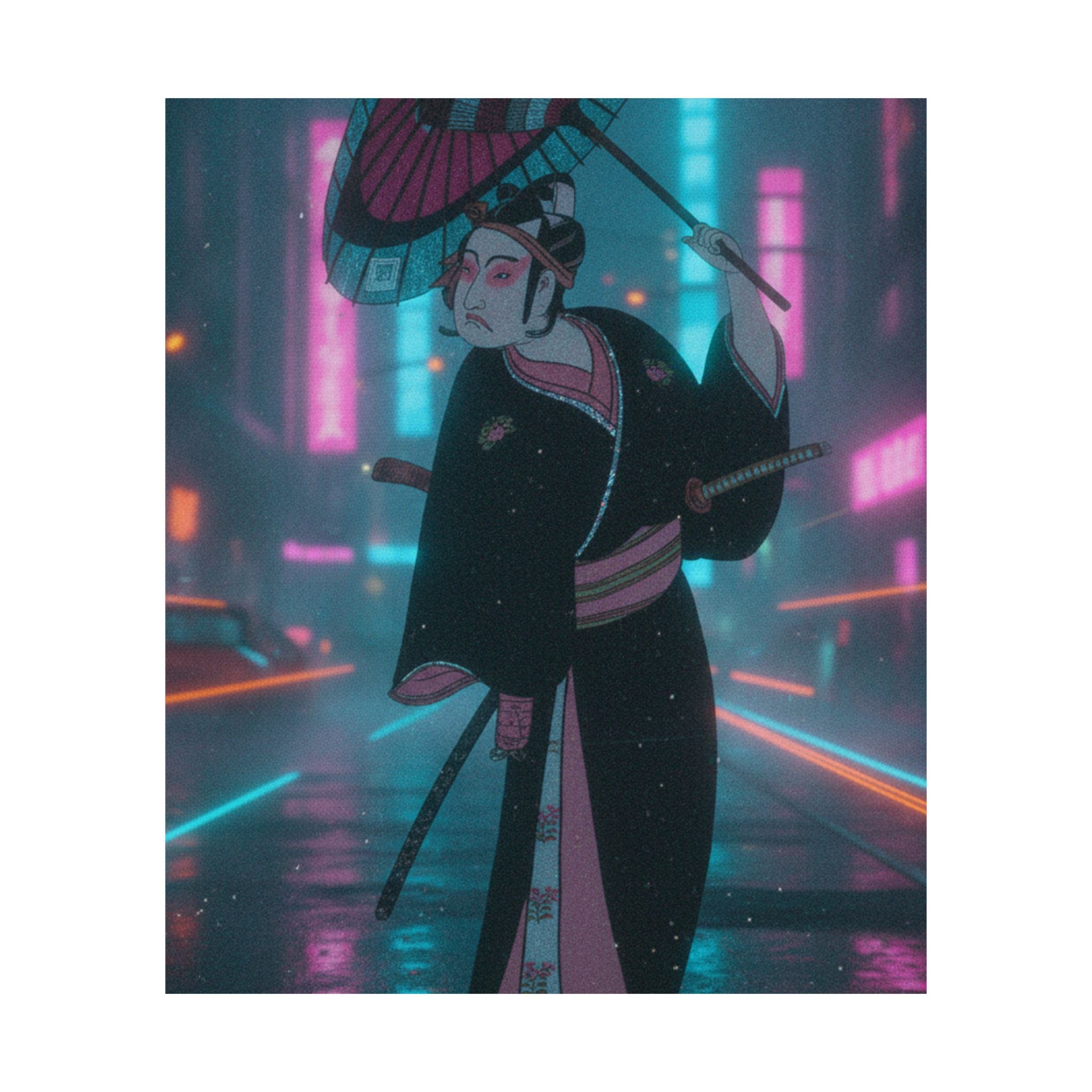 Neon Noir — The Third Ichikawa Yaozo In The Role Of The Otokodate Sukeroku — Matte Poster