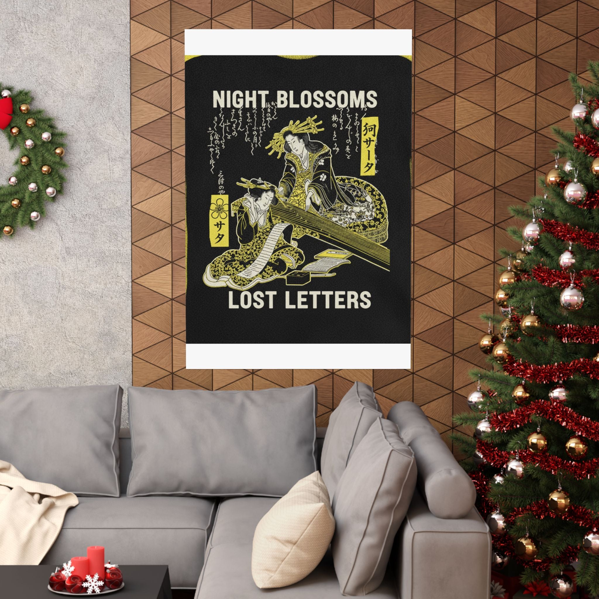 Streetwear Collage — Two Courtesans, One Playing A Koto (Harp) And The Other Reading A Letter — Matte Poster