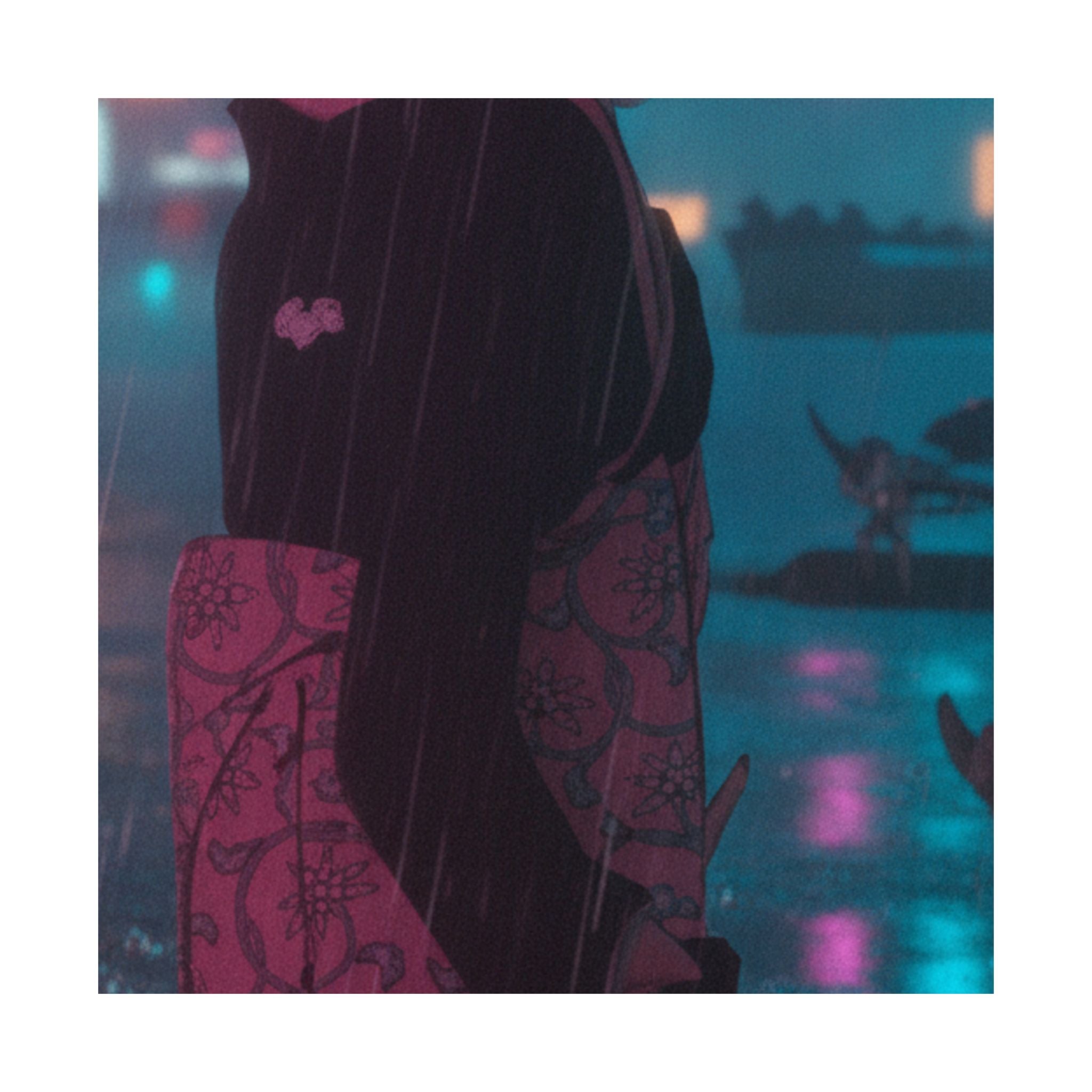 Neon Noir — Young Lady By The Shore — Matte Poster