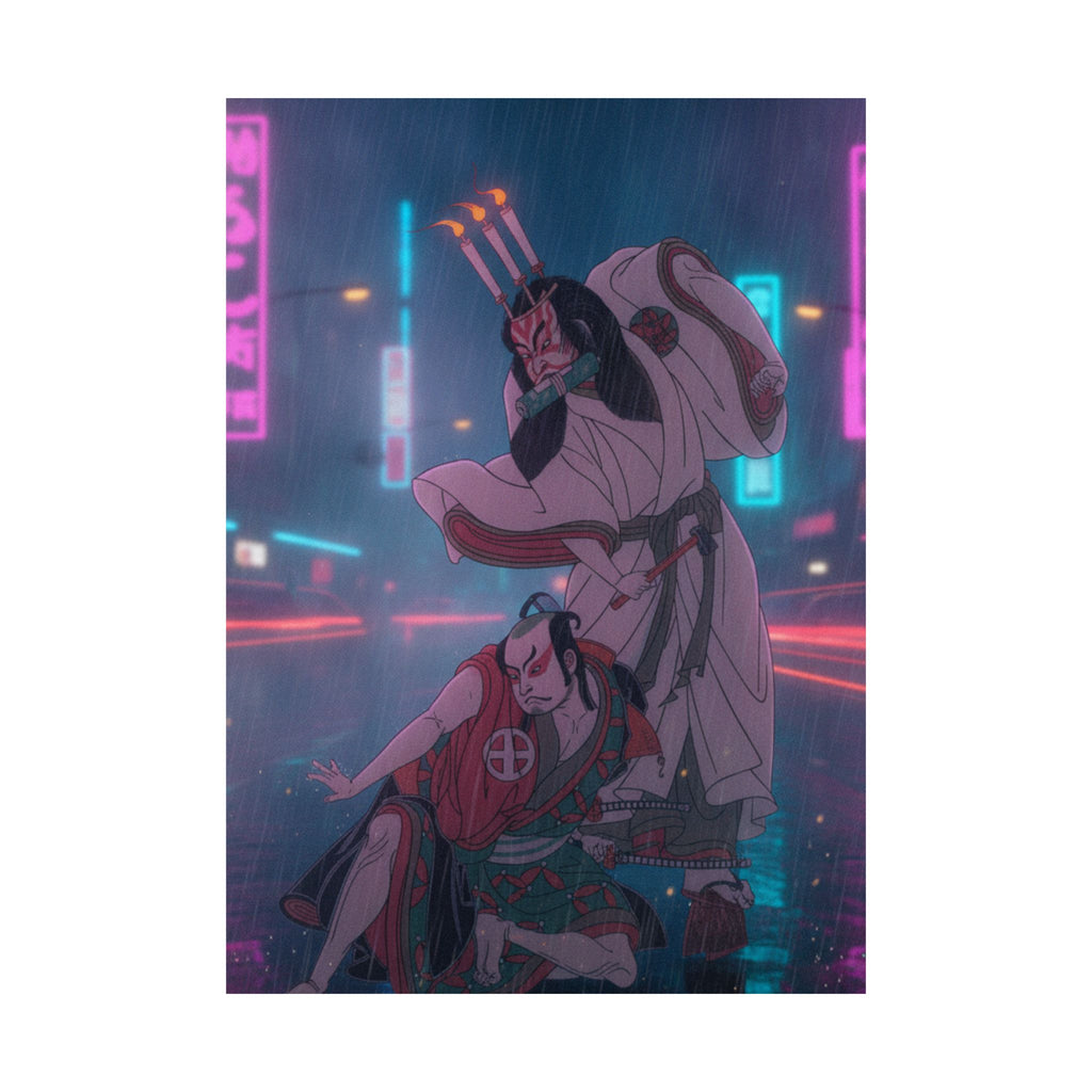 Neon Noir — Kabuki Actors Ichimura Uzaemon Ix As Ko-Kakeyama And Ōtani Hiroji Iii As Kōga Sa — Matte Poster