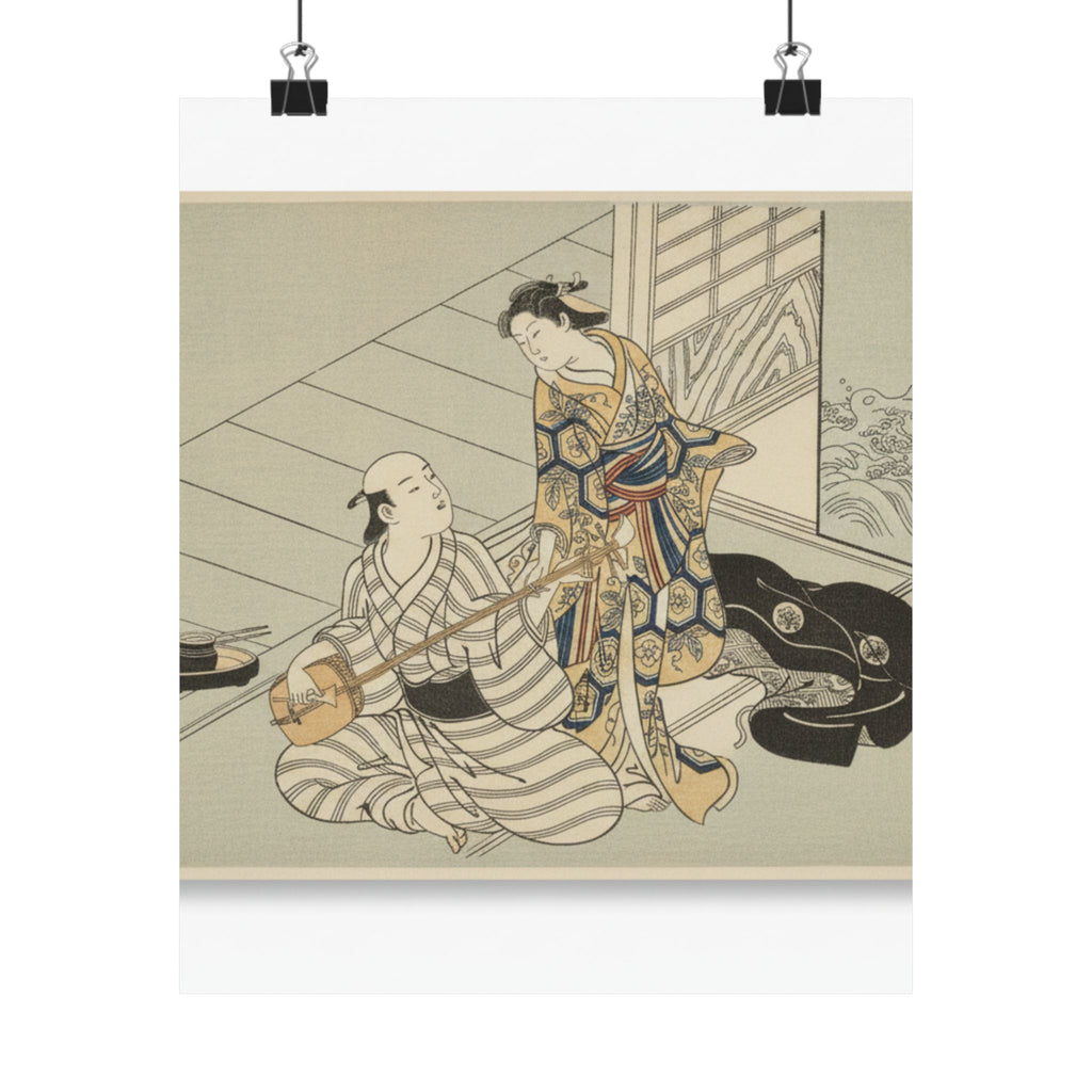 Ecommerce Main — Lady Interrupting Her Lover, Who Is Playing The Shamisen — Matte Poster