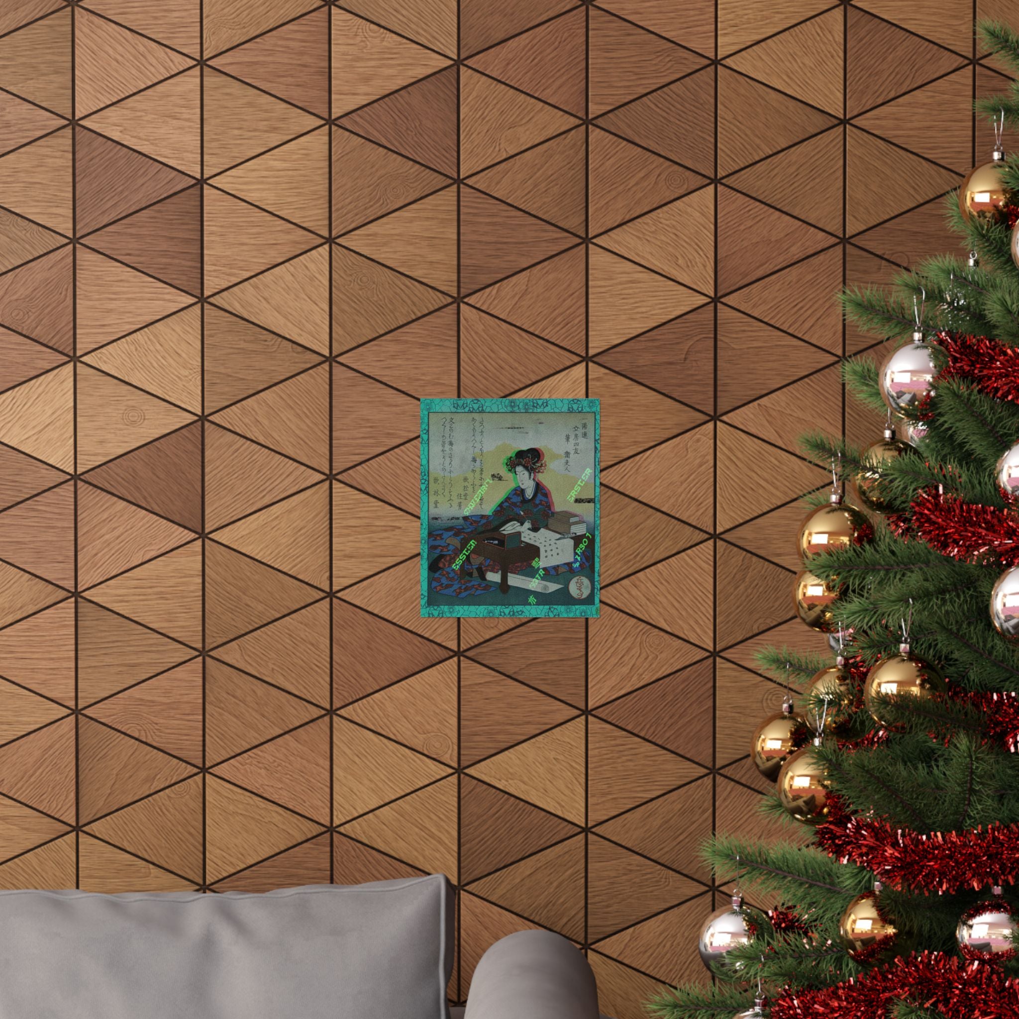 Glitch Culture — Chinese Lady Seated At A Table, Composing An Ode — Matte Poster