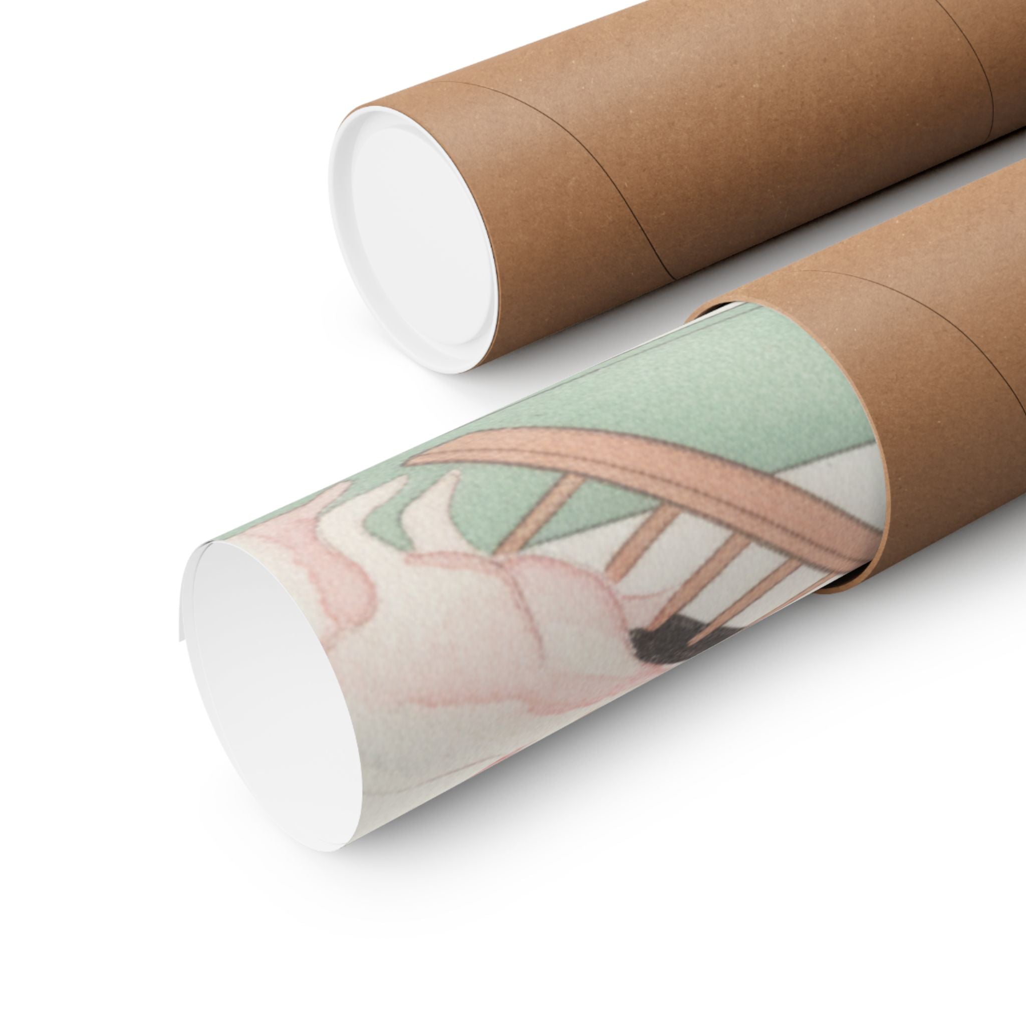 Watercolor — White Mice Playing — Matte Poster