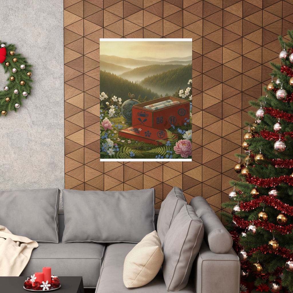 Scenic Nature — Red Lacquer Box And Water-Pot — Matte Poster