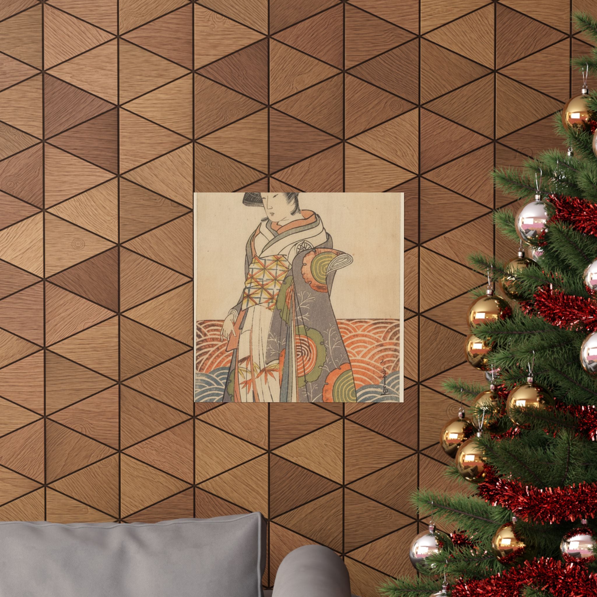 Product Marketing — The Third Segawa Kikunojo As A Woman Standing In A Room Having A Wave-Pattern Da — Matte Poster