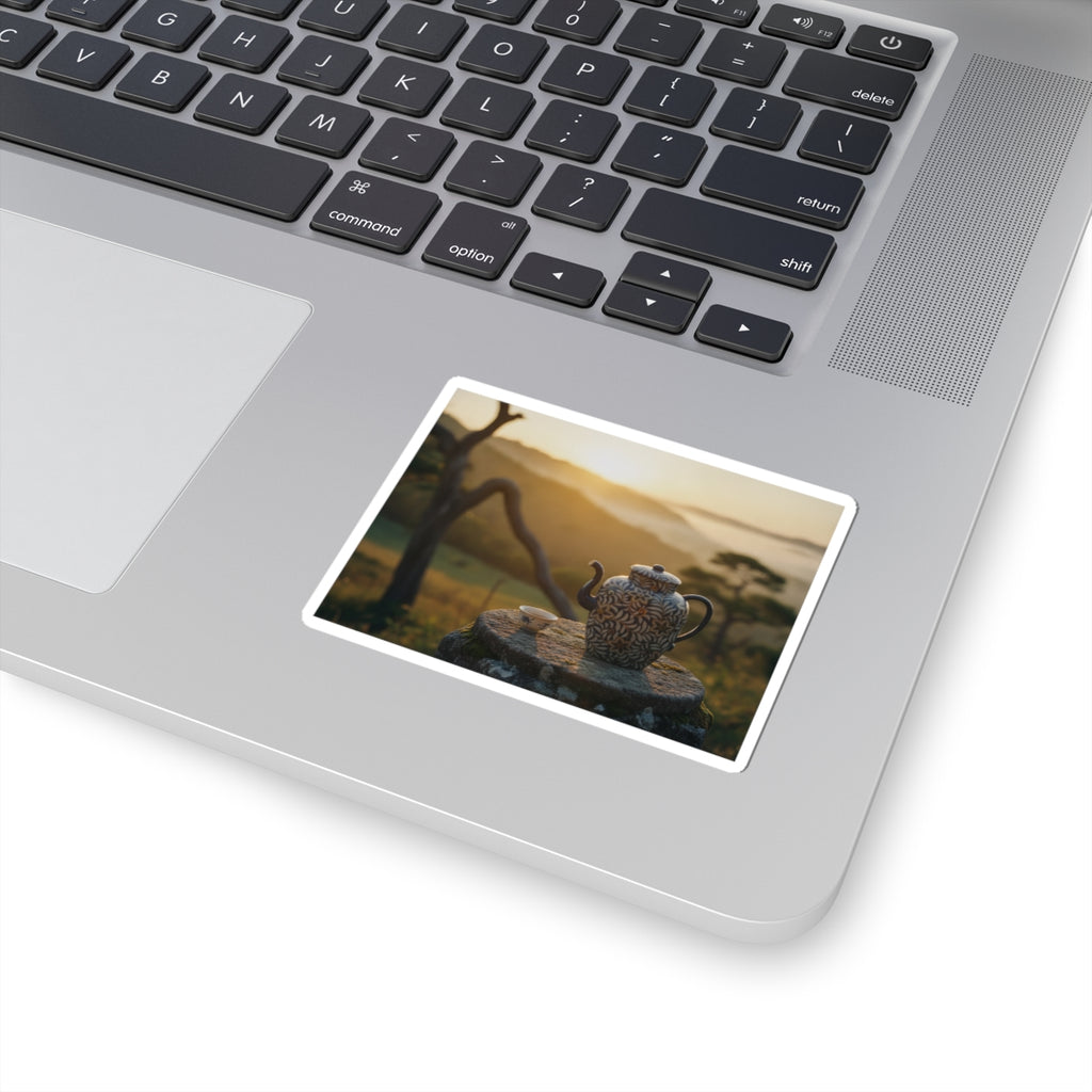 Scenic Nature — Wine Pot And Cup — Kiss-Cut Sticker