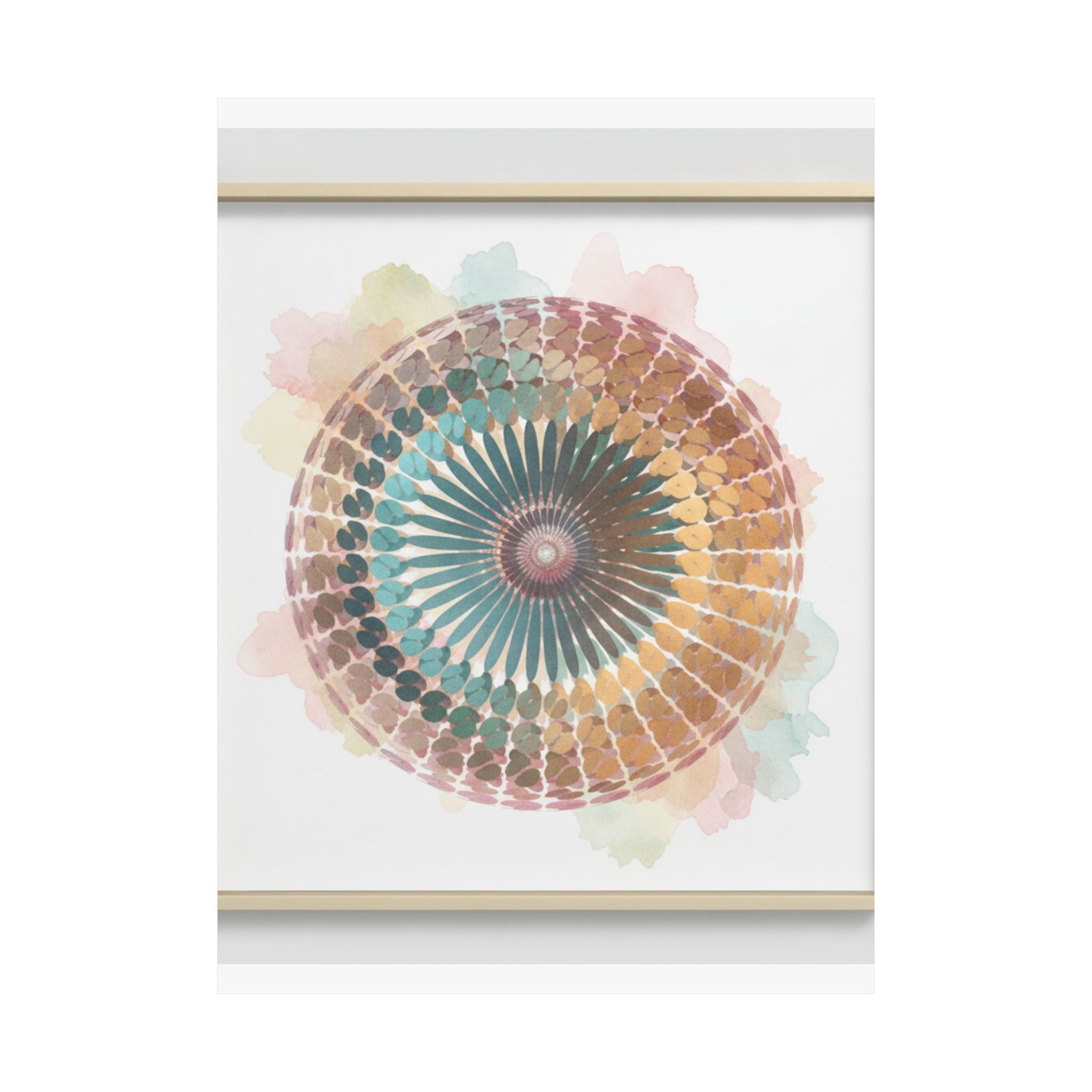 Terracotta and Teal Watercolour Spiral Mandala Poster