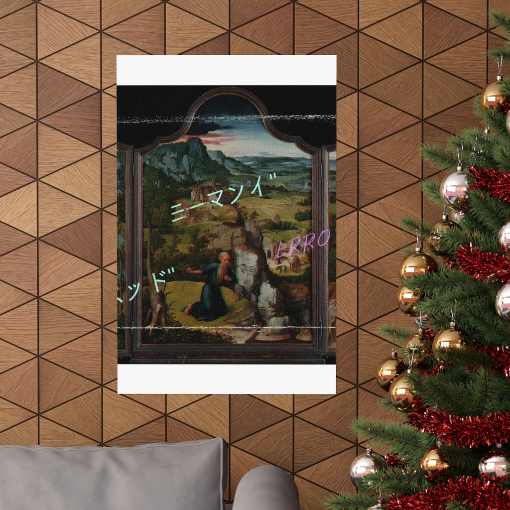 Glitched Renaissance Triptych Vaporwave ERROR Matte Poster