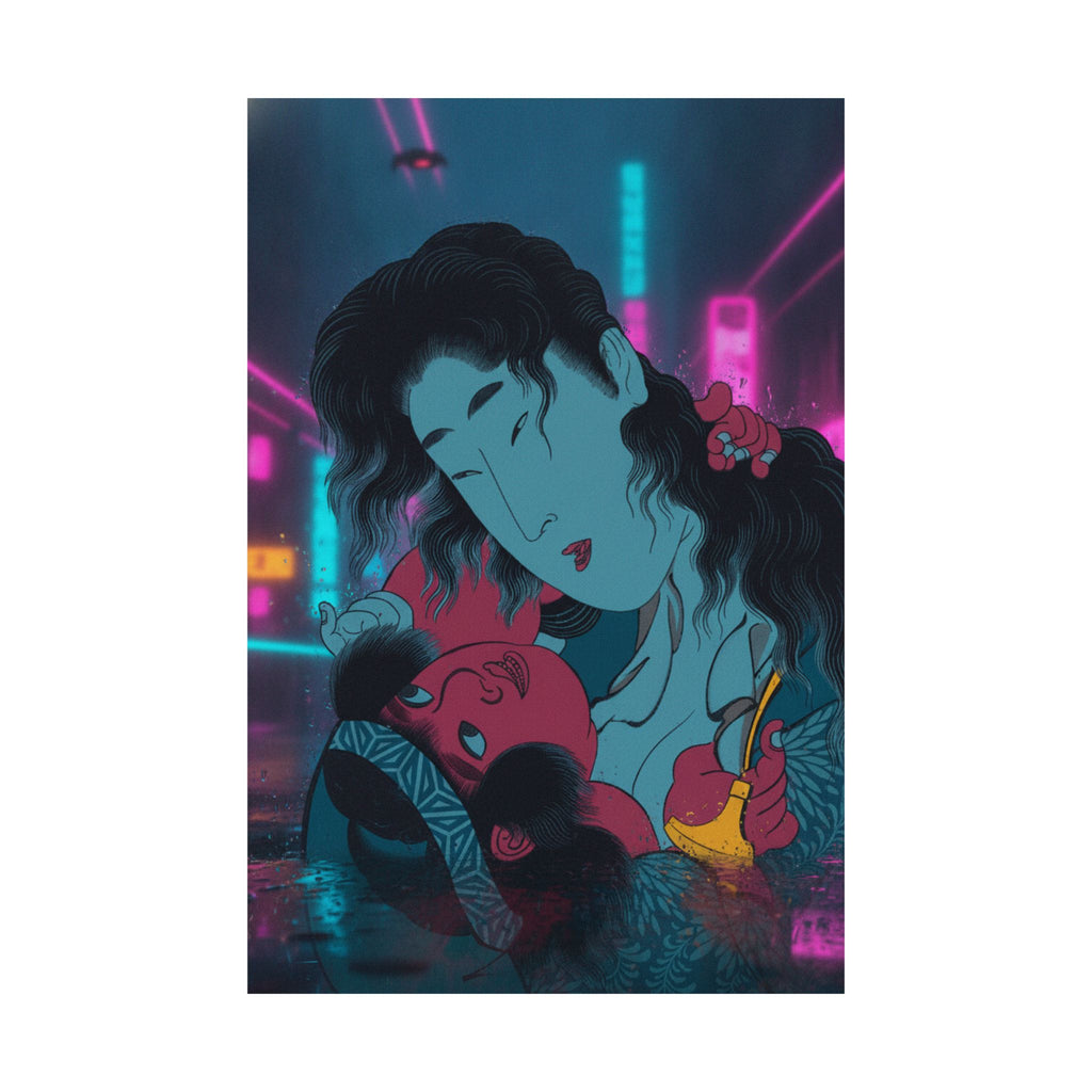 Neon Noir — Yamauba Playing With Kintarō — Matte Poster