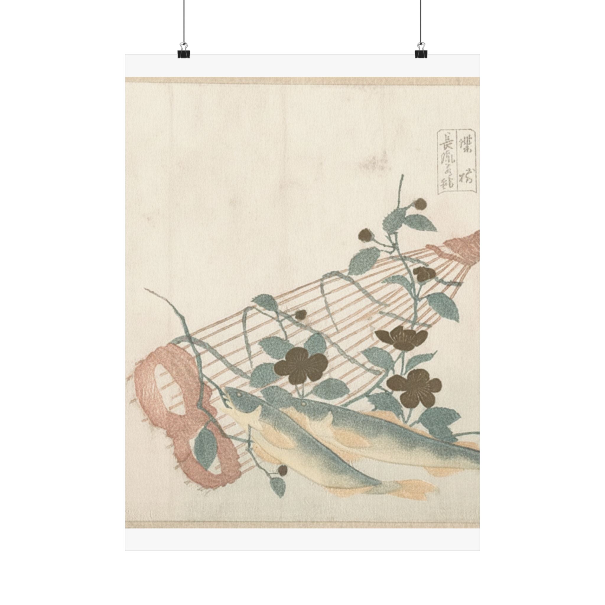 Botanical — Sweet Fishes Of The Nagara River, With Baskets And Flowers — Matte Poster