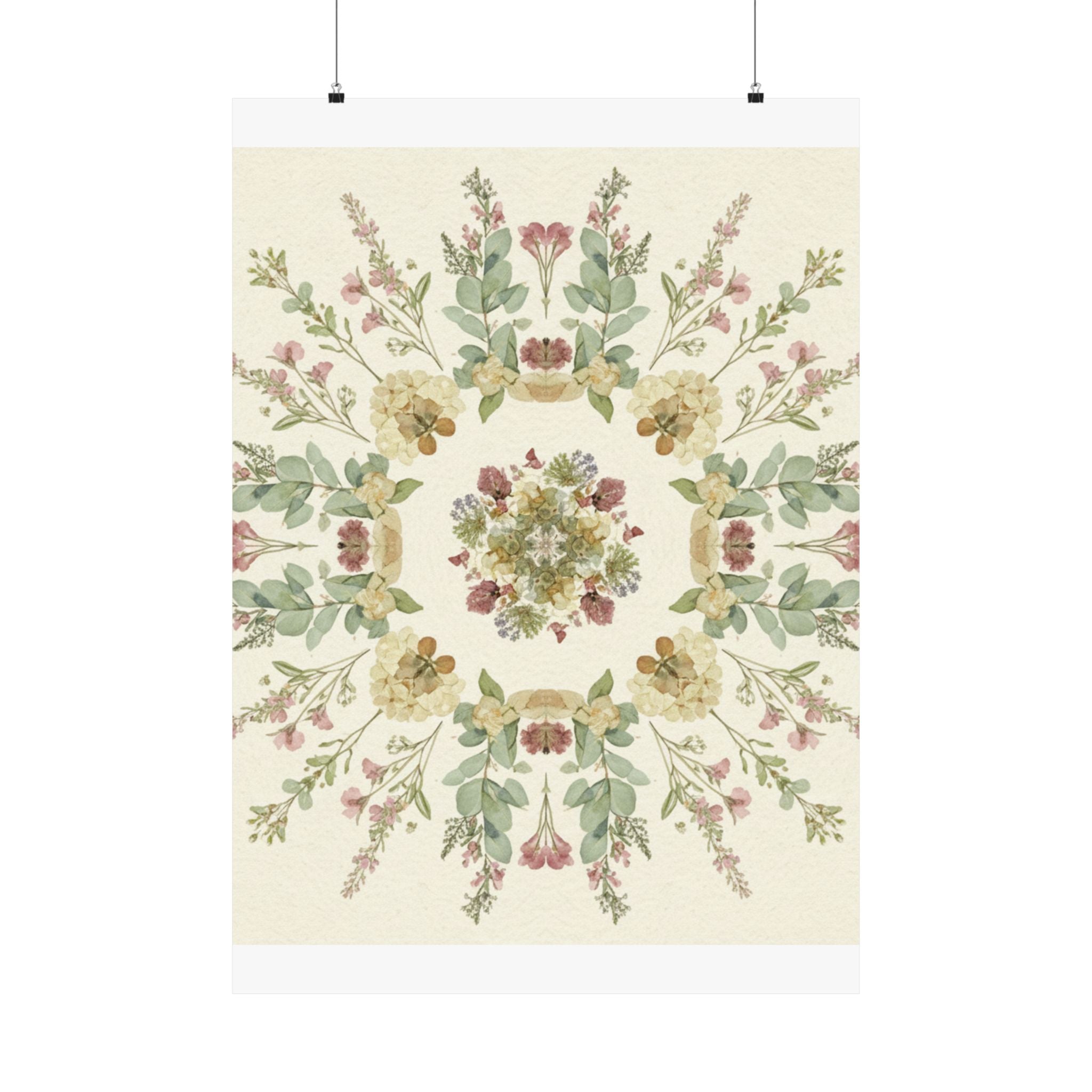 Pressed Wildflower Symmetry Cottagecore Botanical Poster