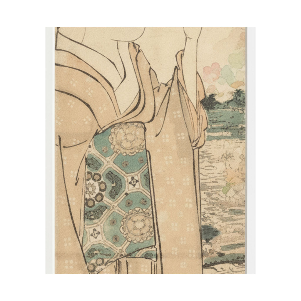 Watercolor — Woman With Fan On The Banks Of The Sumida River — Matte Poster