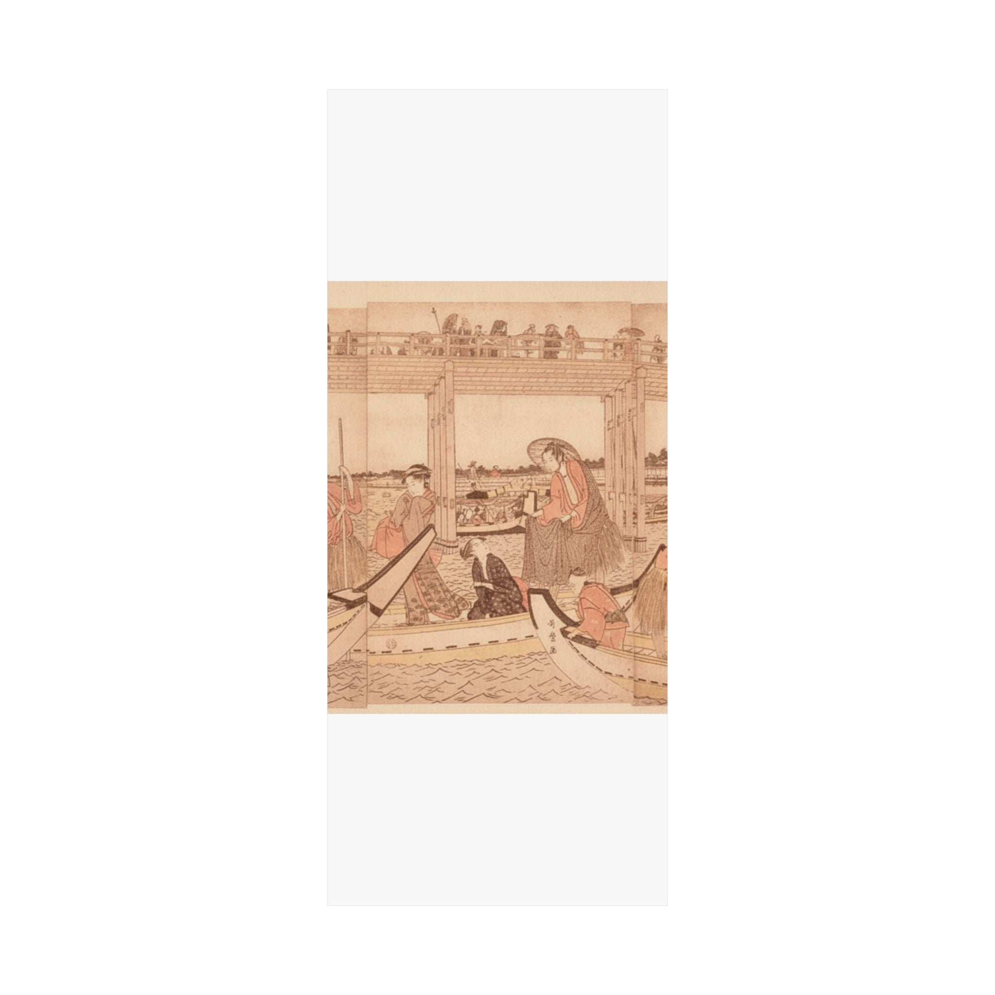 Southern Sunset — Fishing Boats With Nets Under Ryōgoku Bridge — Matte Poster