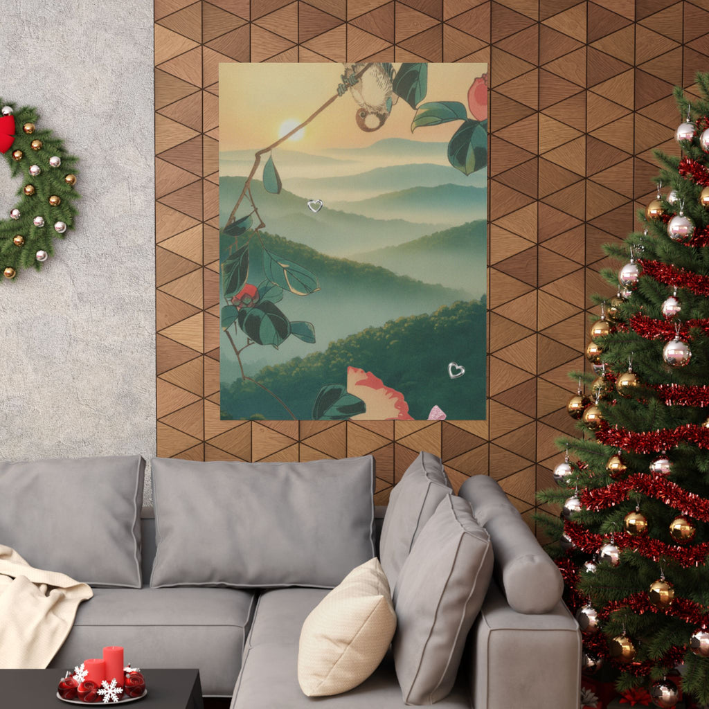Scenic Nature — Camellia And Bullfinch — Matte Poster