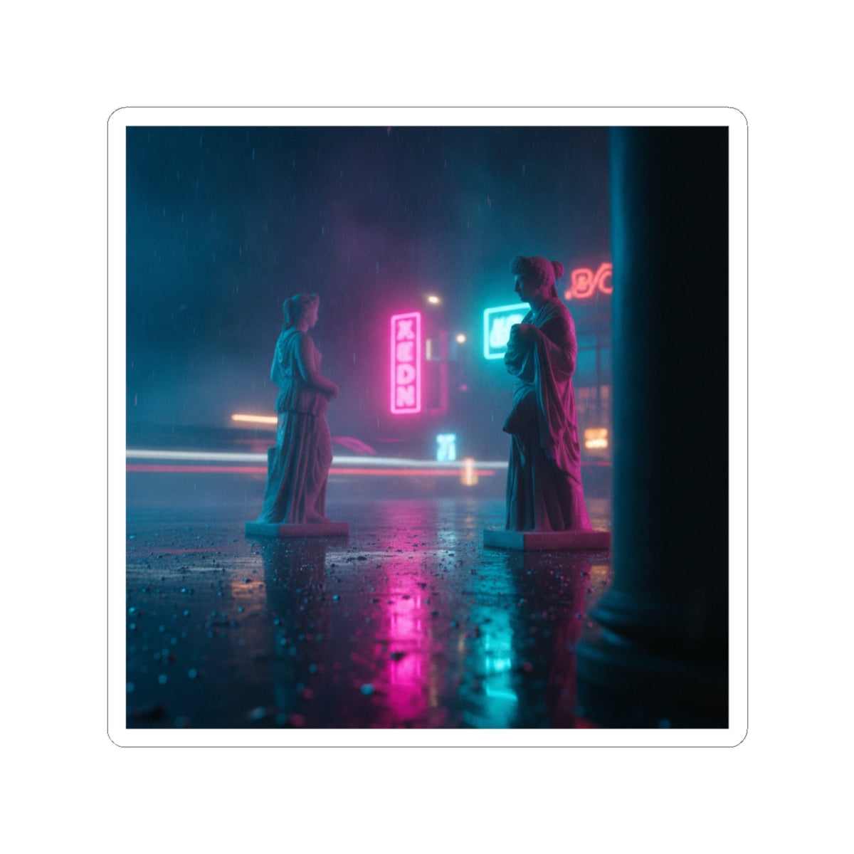 Neon Noir kiss-cut sticker by Zukkay