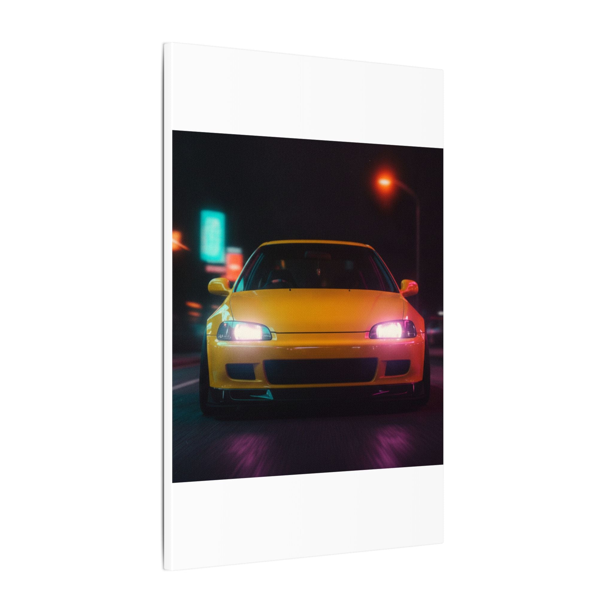 Neon Night JDM Yellow Coupe Street Matte Canvas