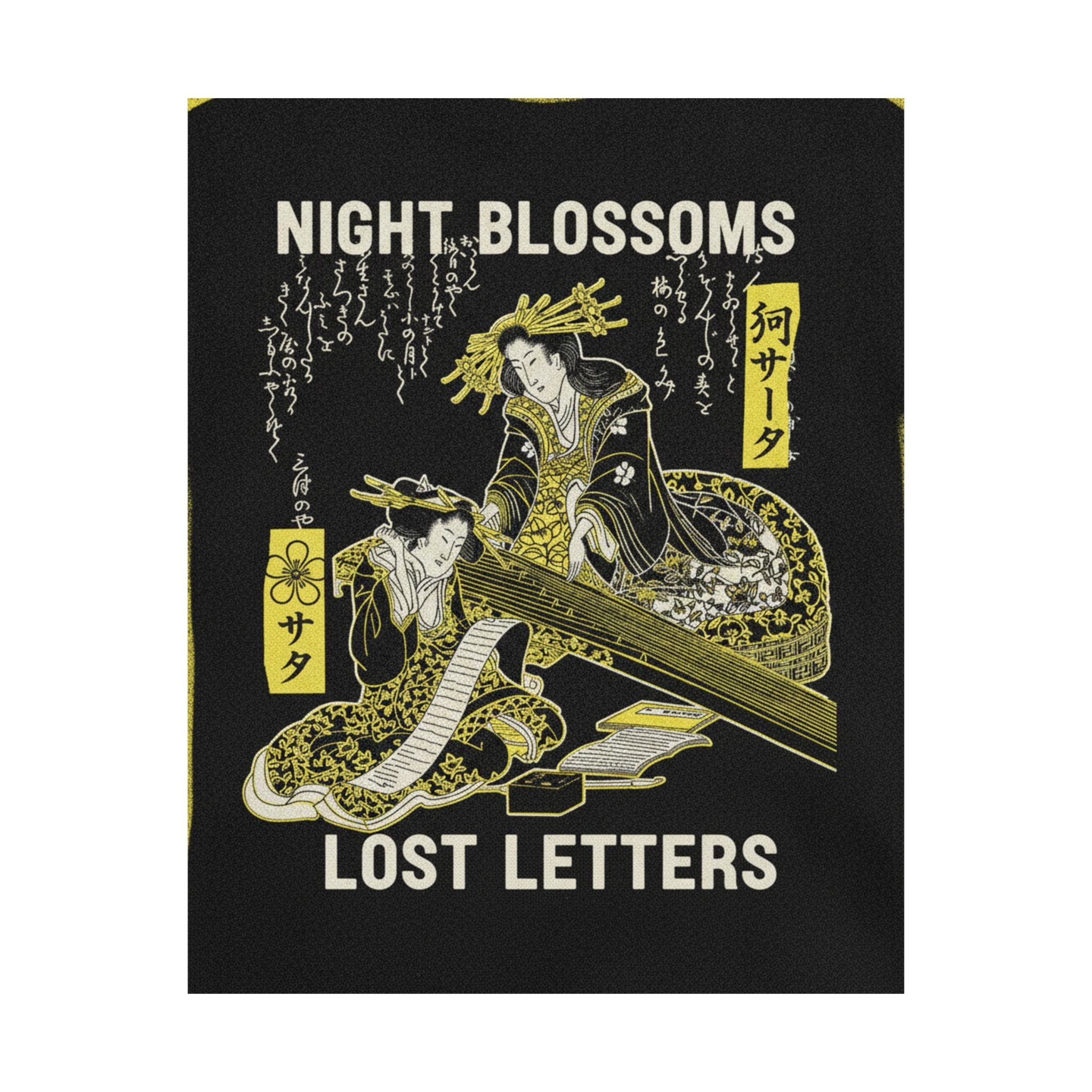 Streetwear Collage — Two Courtesans, One Playing A Koto (Harp) And The Other Reading A Letter — Matte Poster