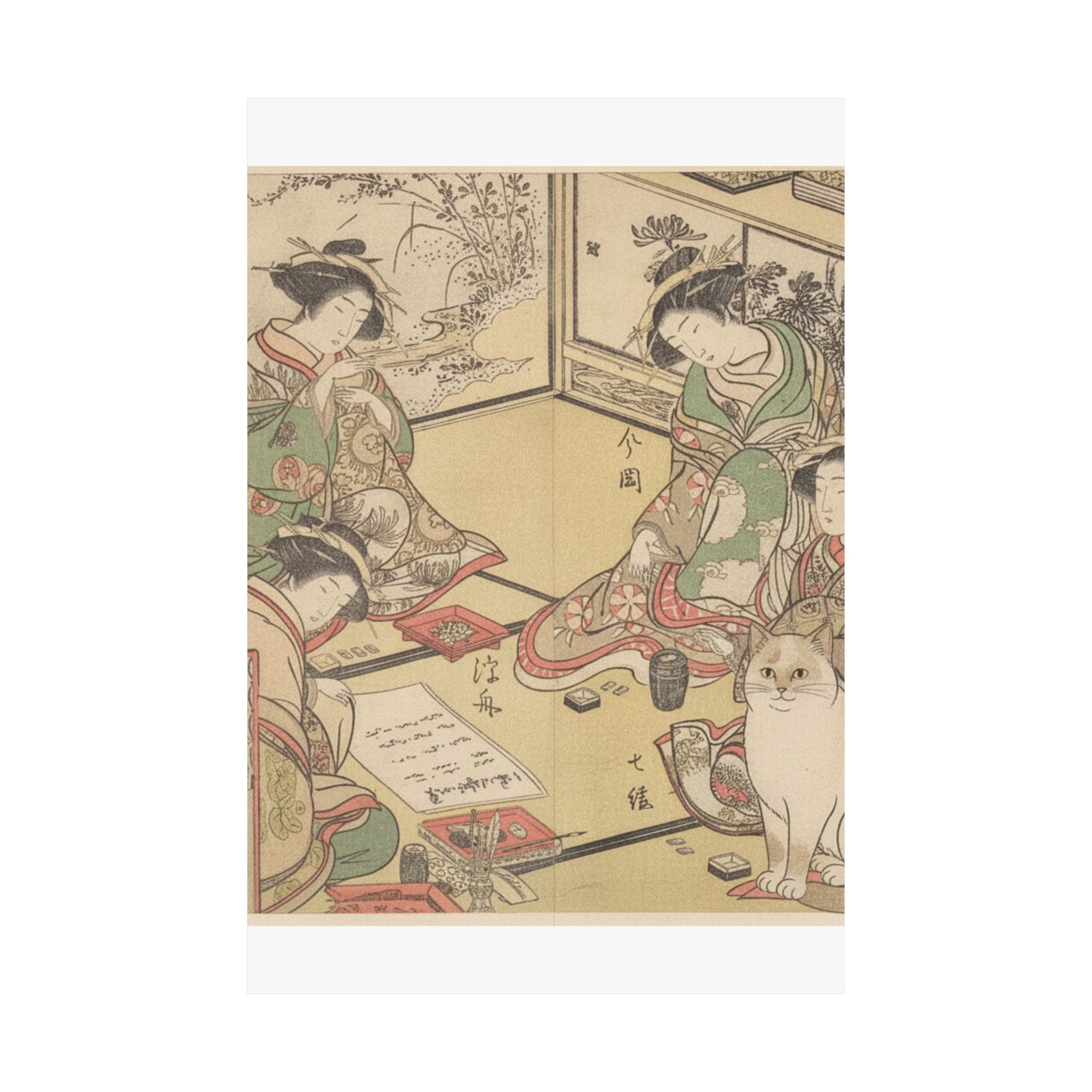 Botanical — Four Oiran Of The House Called Kadokana-Ya Playing The Game Of Ko-Awase (Incense — Matte Poster