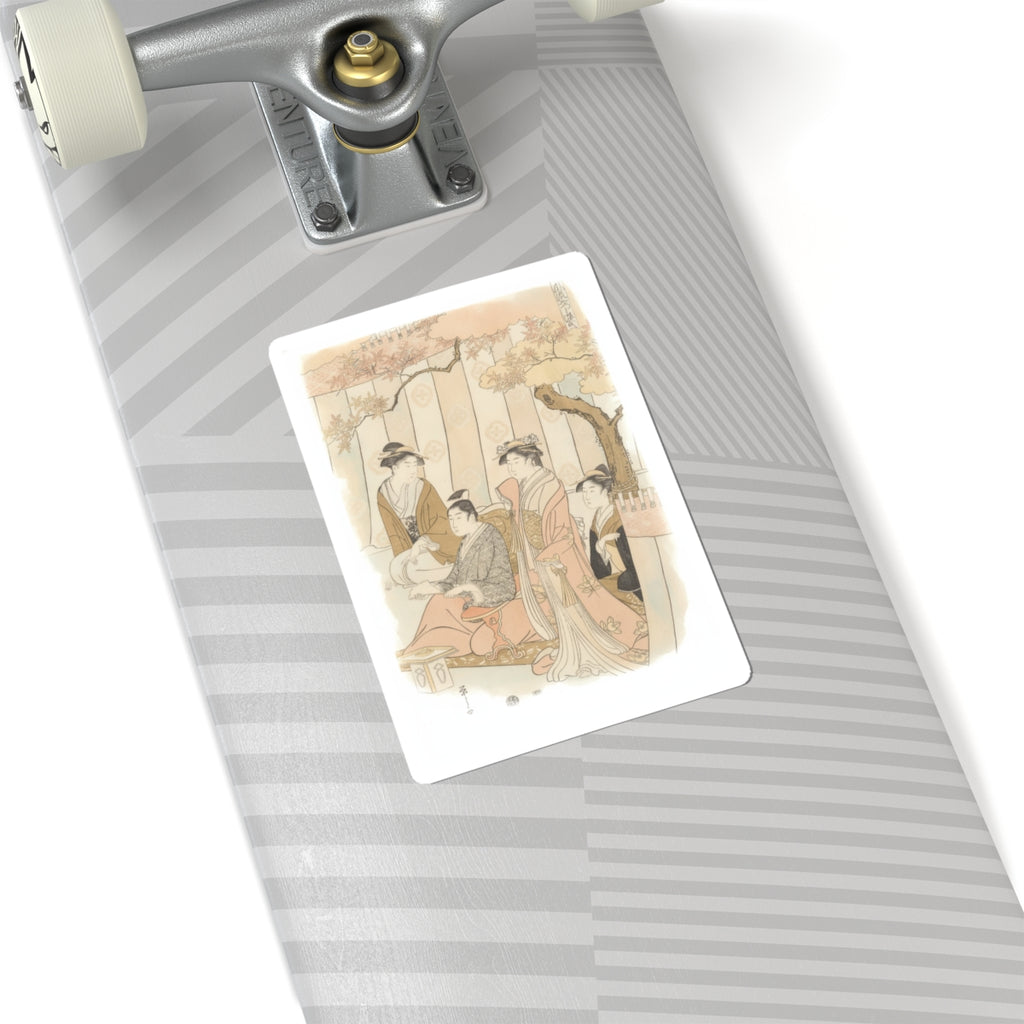 Watercolor — Prince Genji And Three Young Women — Kiss-Cut Sticker