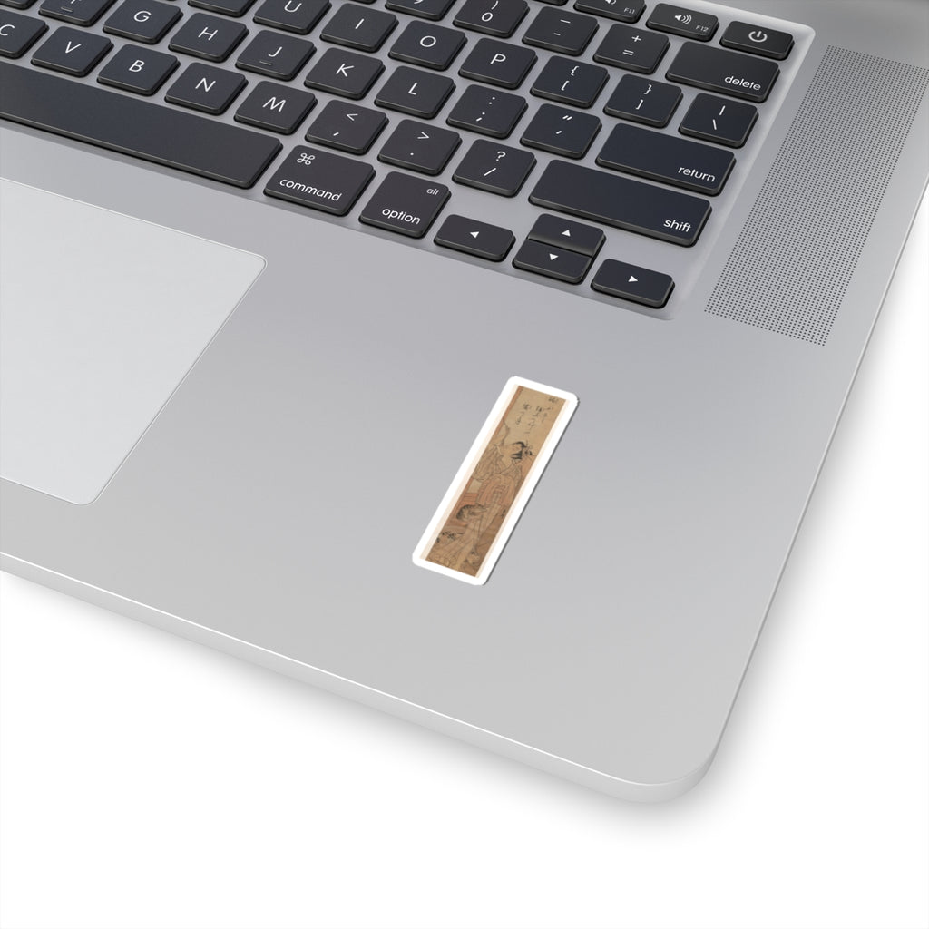 Ecommerce Main — Young Lady Toying With The Tassel Of Her Bed–Net While A Cat Plays At Her Feet — Kiss-Cut Sticker