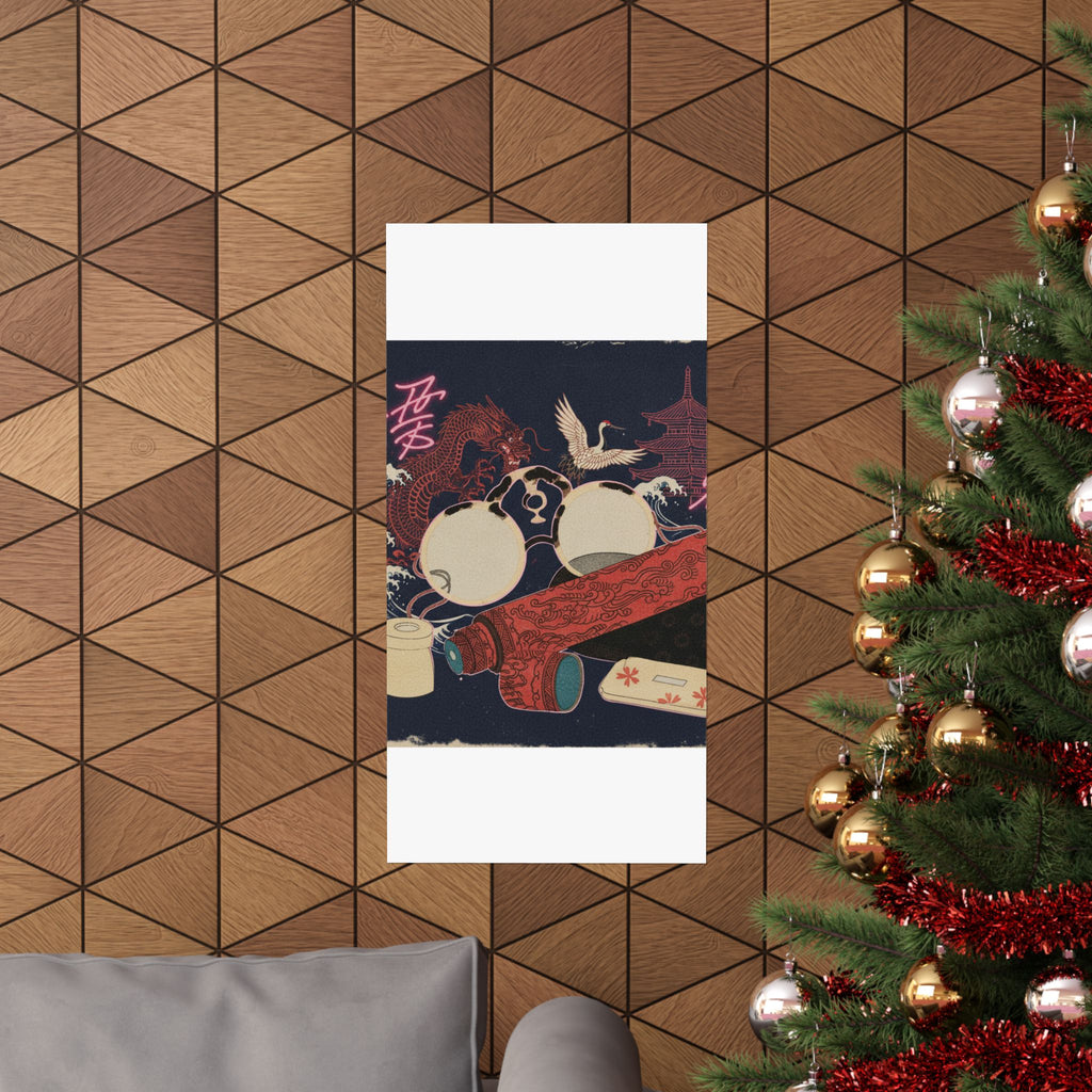 Japanese Street — Spectacles And Telescope With Cases — Matte Poster