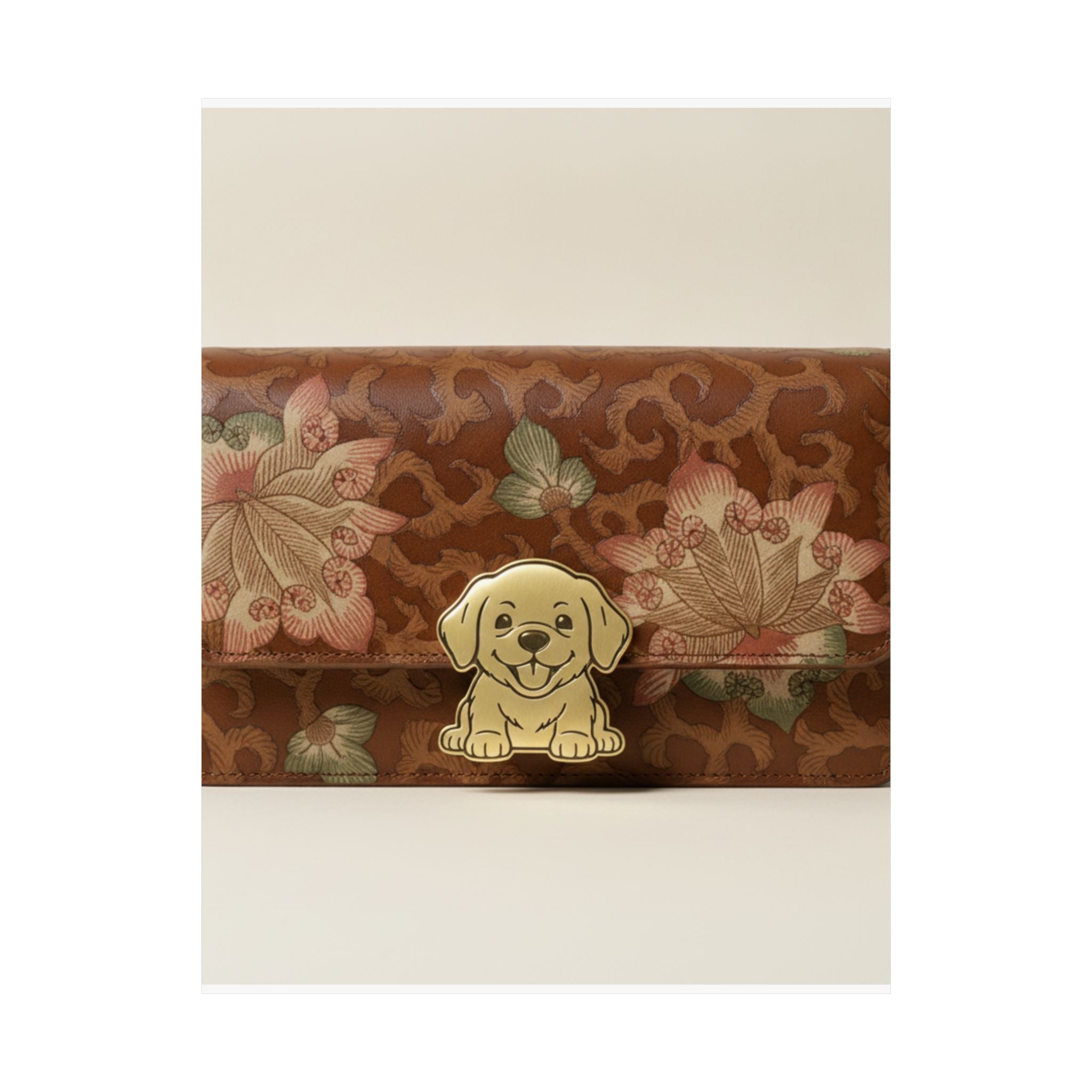 Product Marketing — Leather Purse With A Buckle In The Shape Of A Puppy — Matte Poster