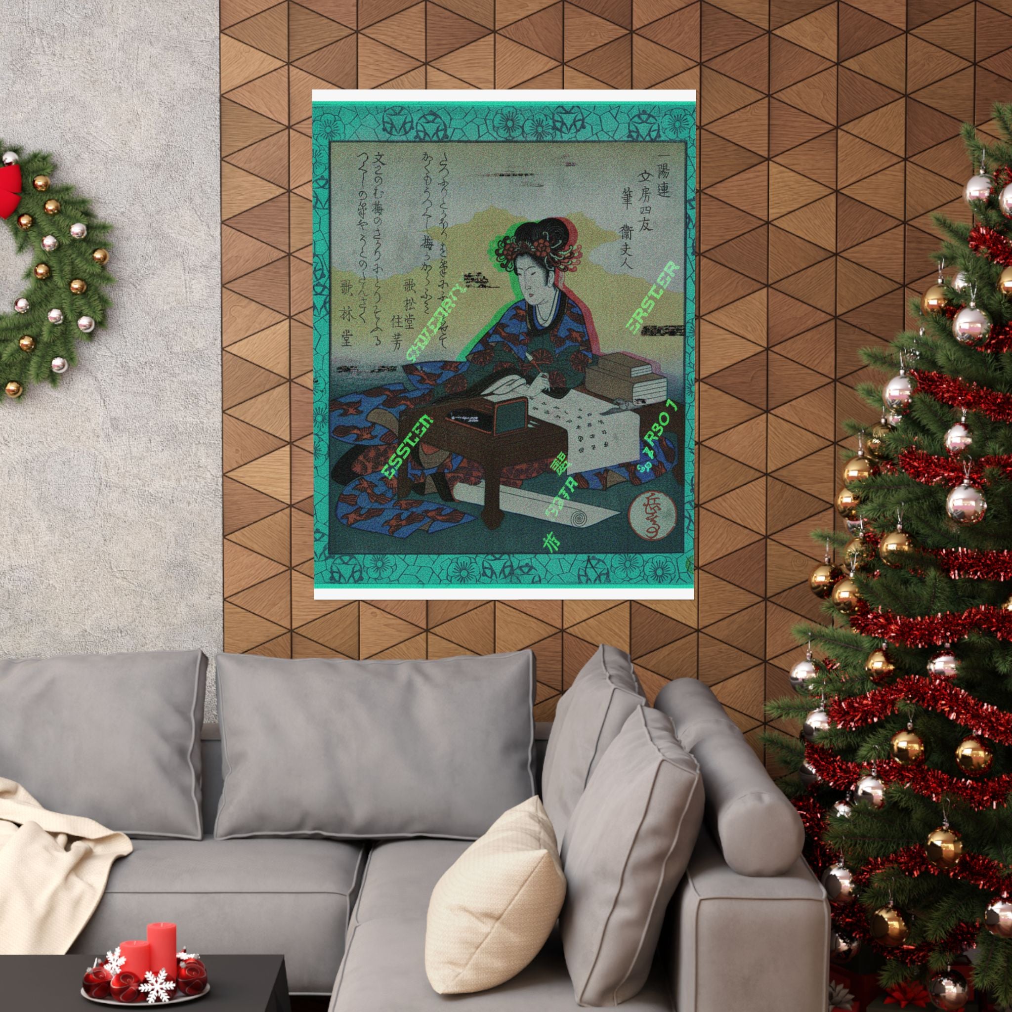 Glitch Culture — Chinese Lady Seated At A Table, Composing An Ode — Matte Poster