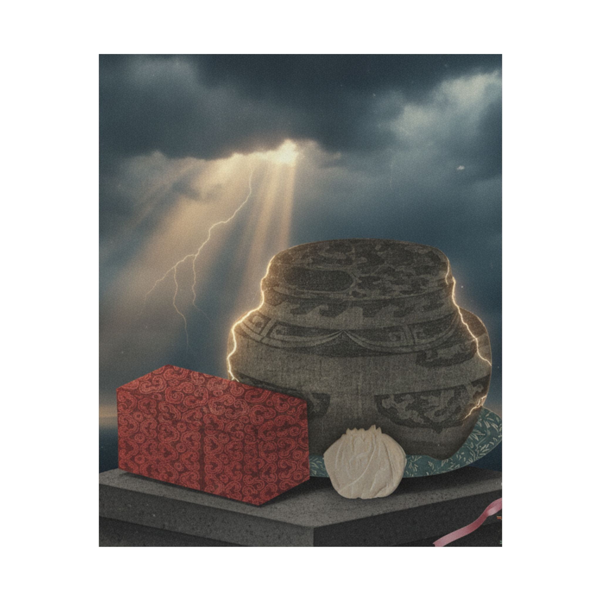 Dramatic Storm — Fire-Holder And Tea-Box — Matte Poster