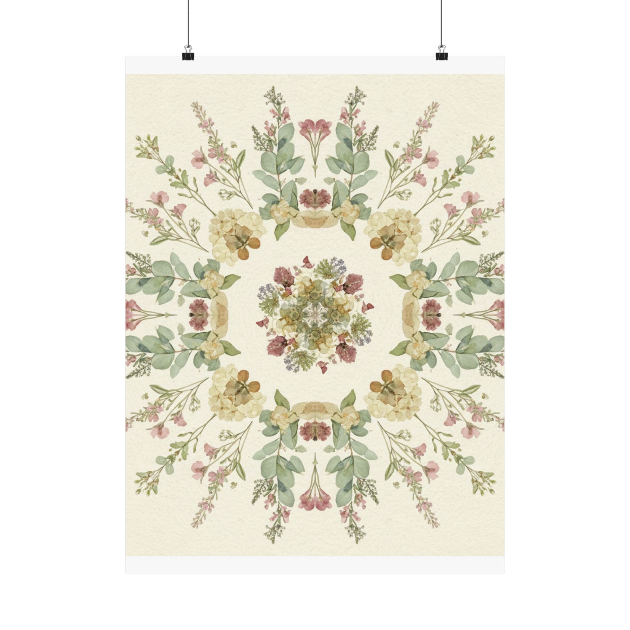 Pressed Wildflower Symmetry Cottagecore Botanical Poster