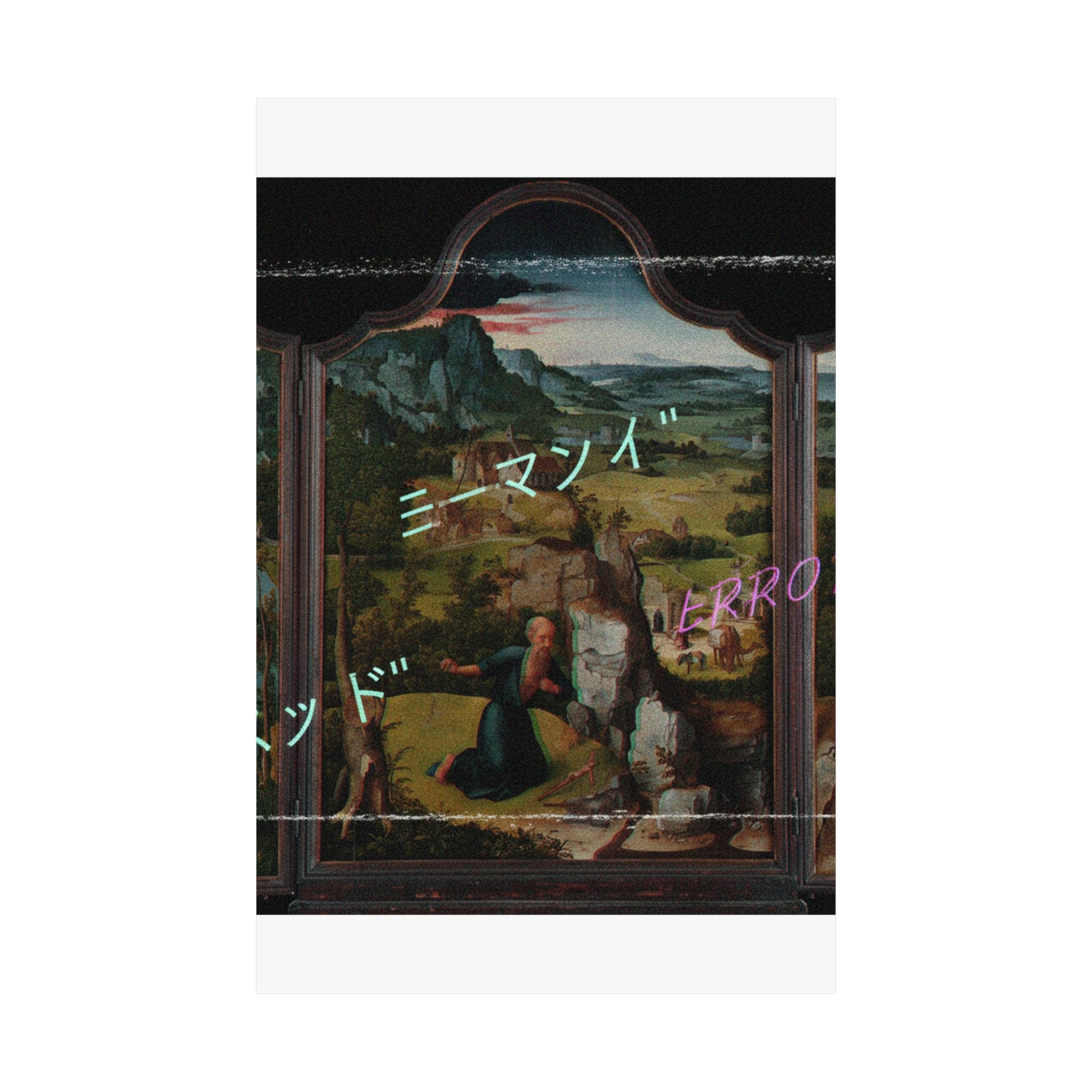 Glitched Renaissance Triptych Vaporwave ERROR Matte Poster