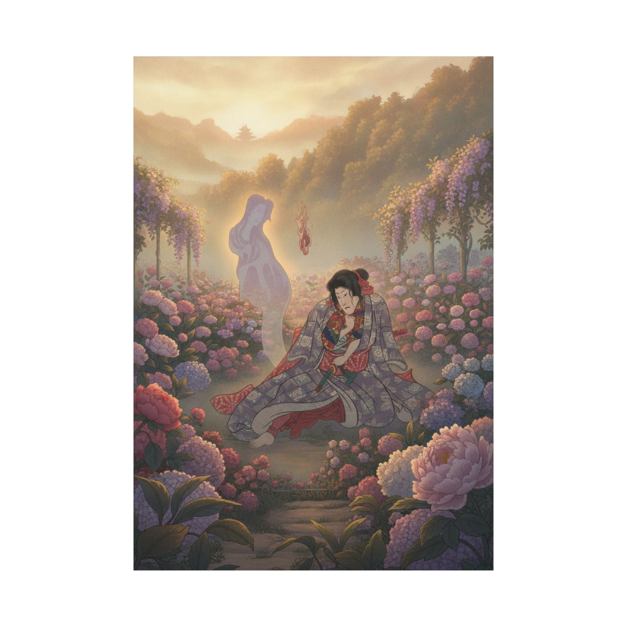 Scenic Nature — Toriyama Akinari Terutada With Ghost; (The Lavender Chapter) — Matte Poster