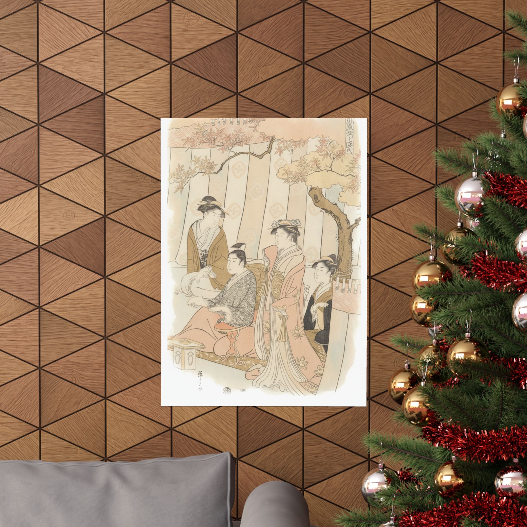Watercolor — Prince Genji And Three Young Women — Matte Poster
