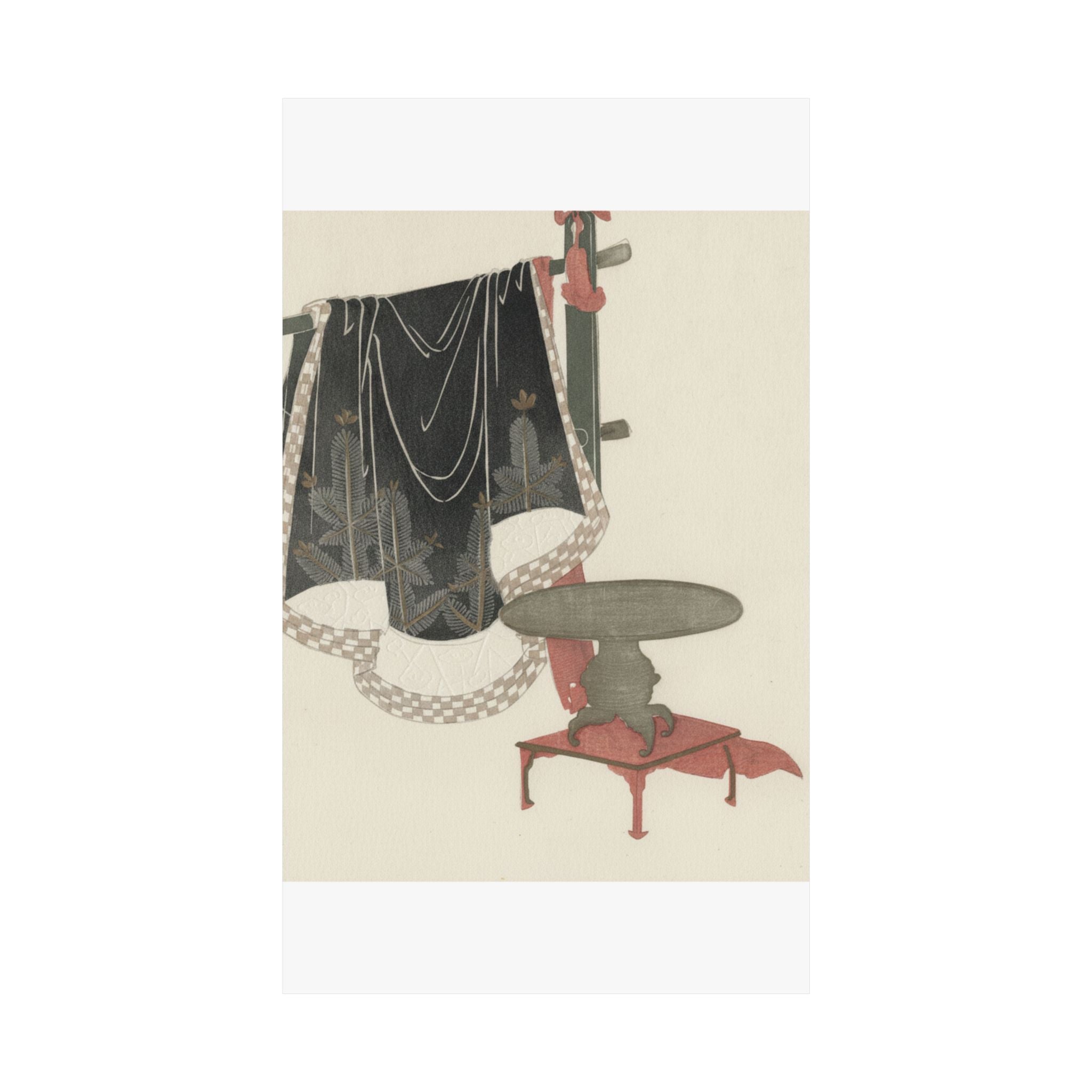 Botanical — Flower Vase With Stand; Dress Hanging On A Clothesrack — Matte Poster