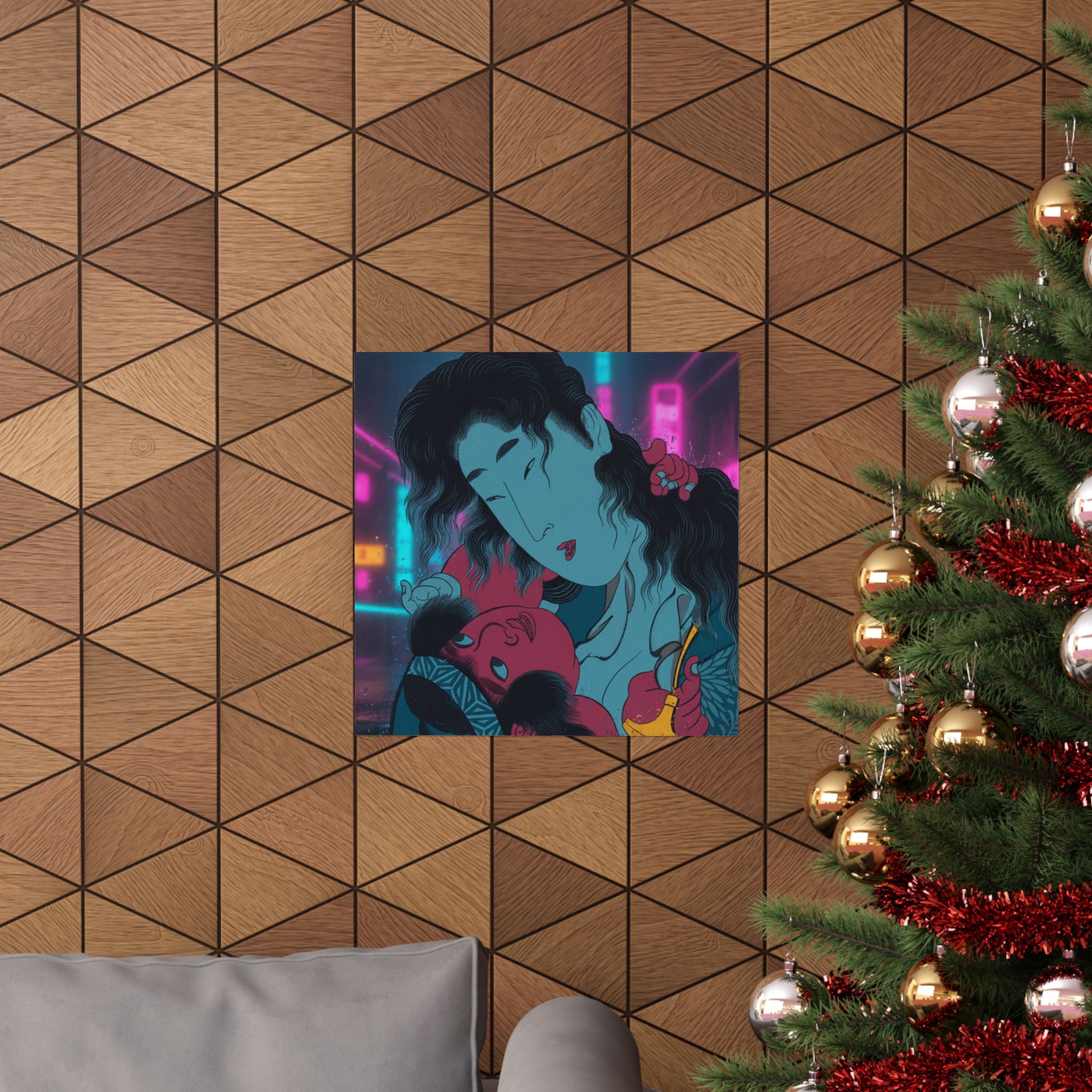 Neon Noir — Yamauba Playing With Kintarō — Matte Poster