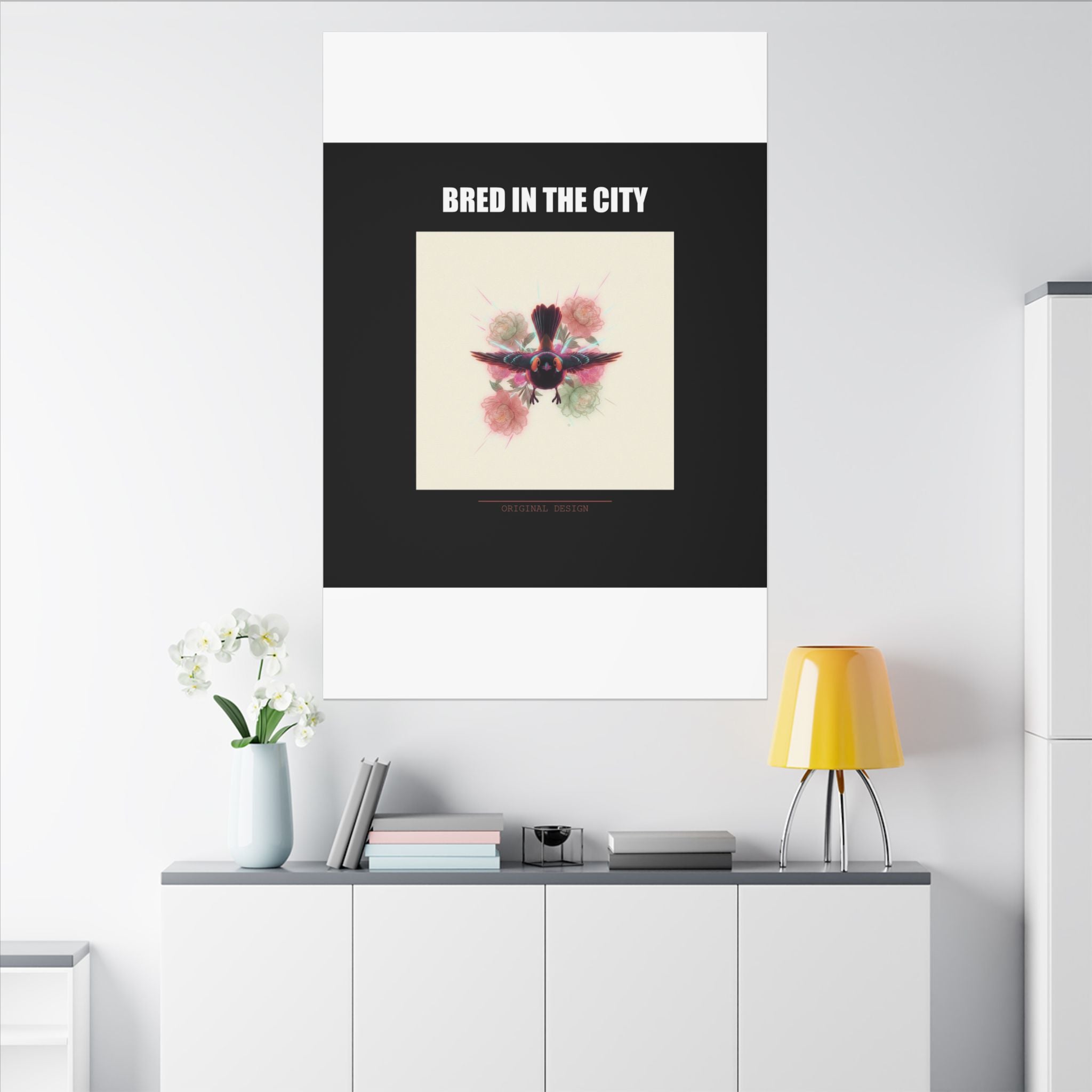 BRED IN THE CITY Flying Bird & Roses Matte Canvas