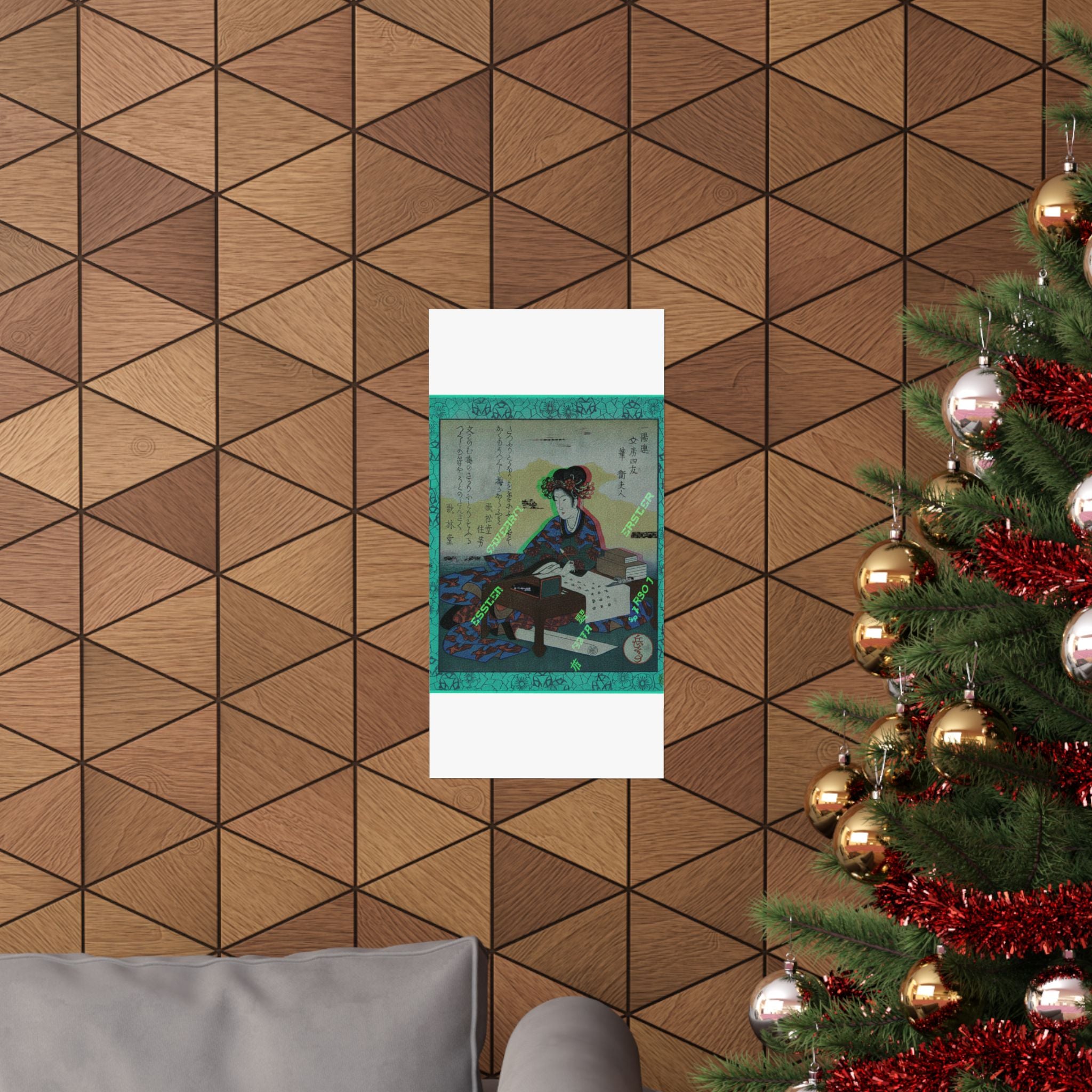 Glitch Culture — Chinese Lady Seated At A Table, Composing An Ode — Matte Poster